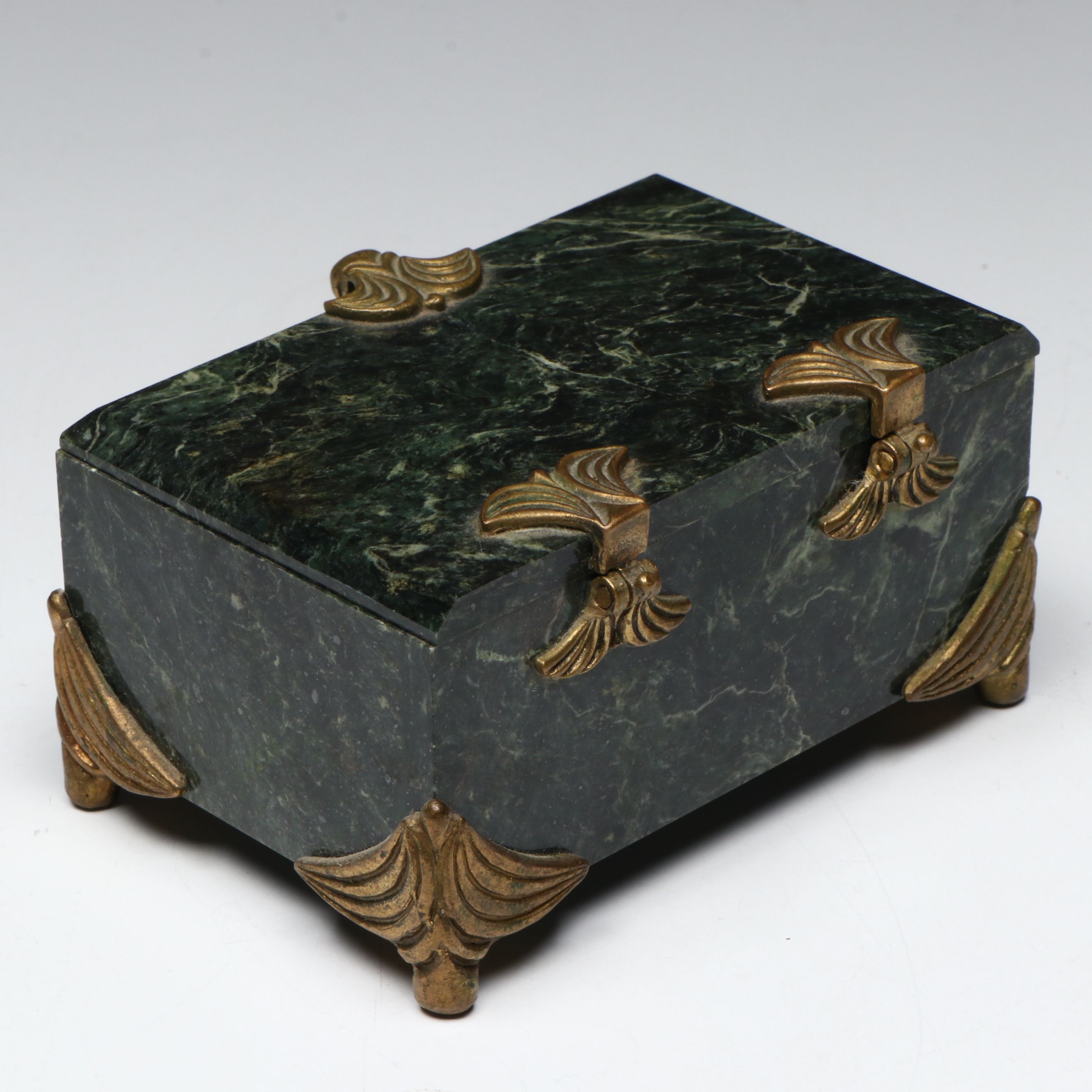 Russian Brass Mounted Green Marble Box