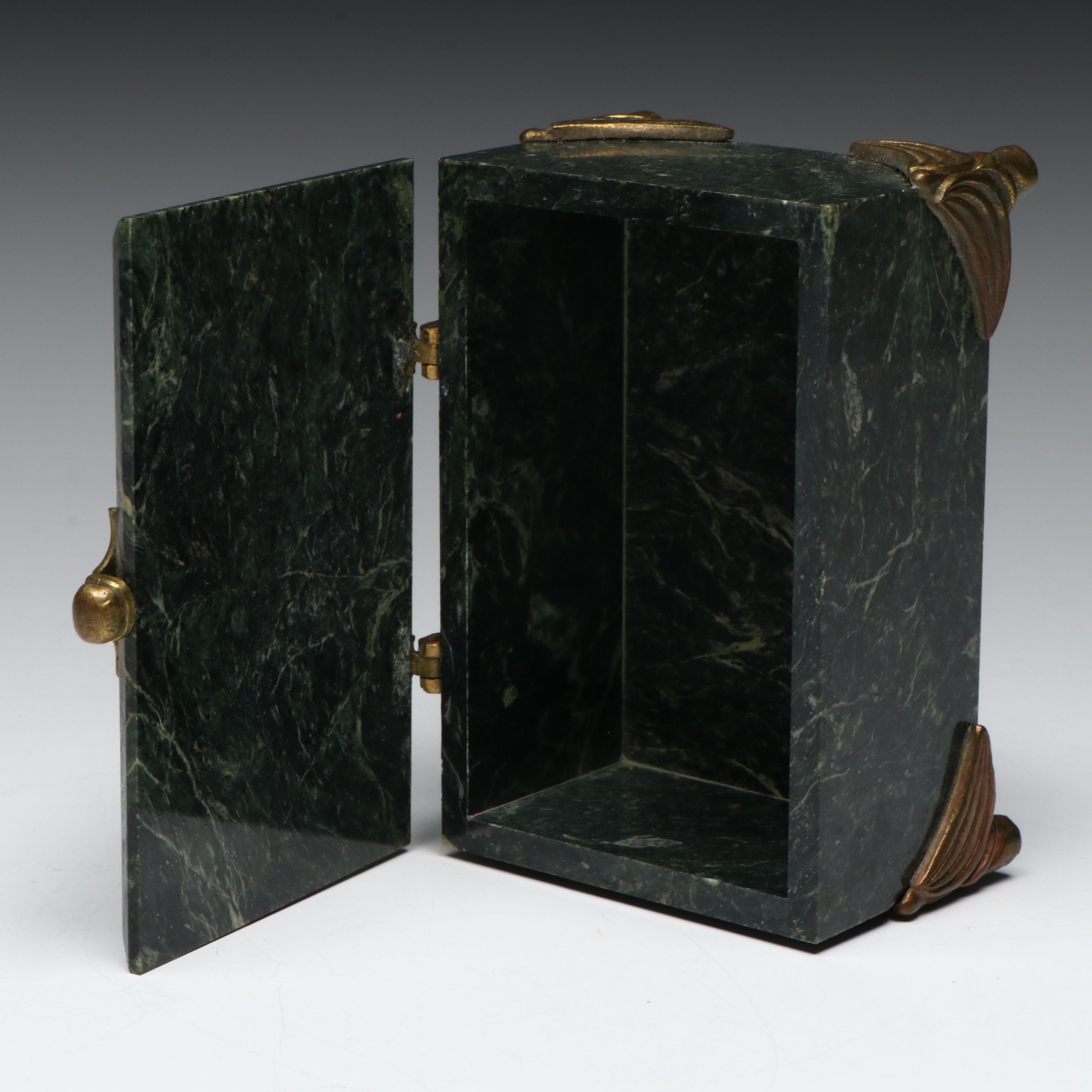 Russian Brass Mounted Green Marble Box