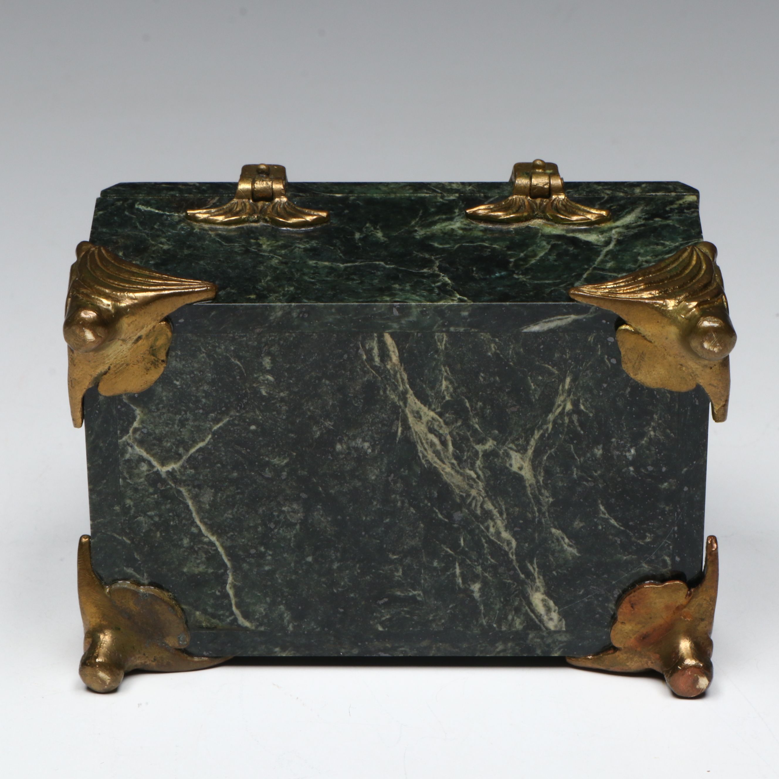 Russian Brass Mounted Green Marble Box
