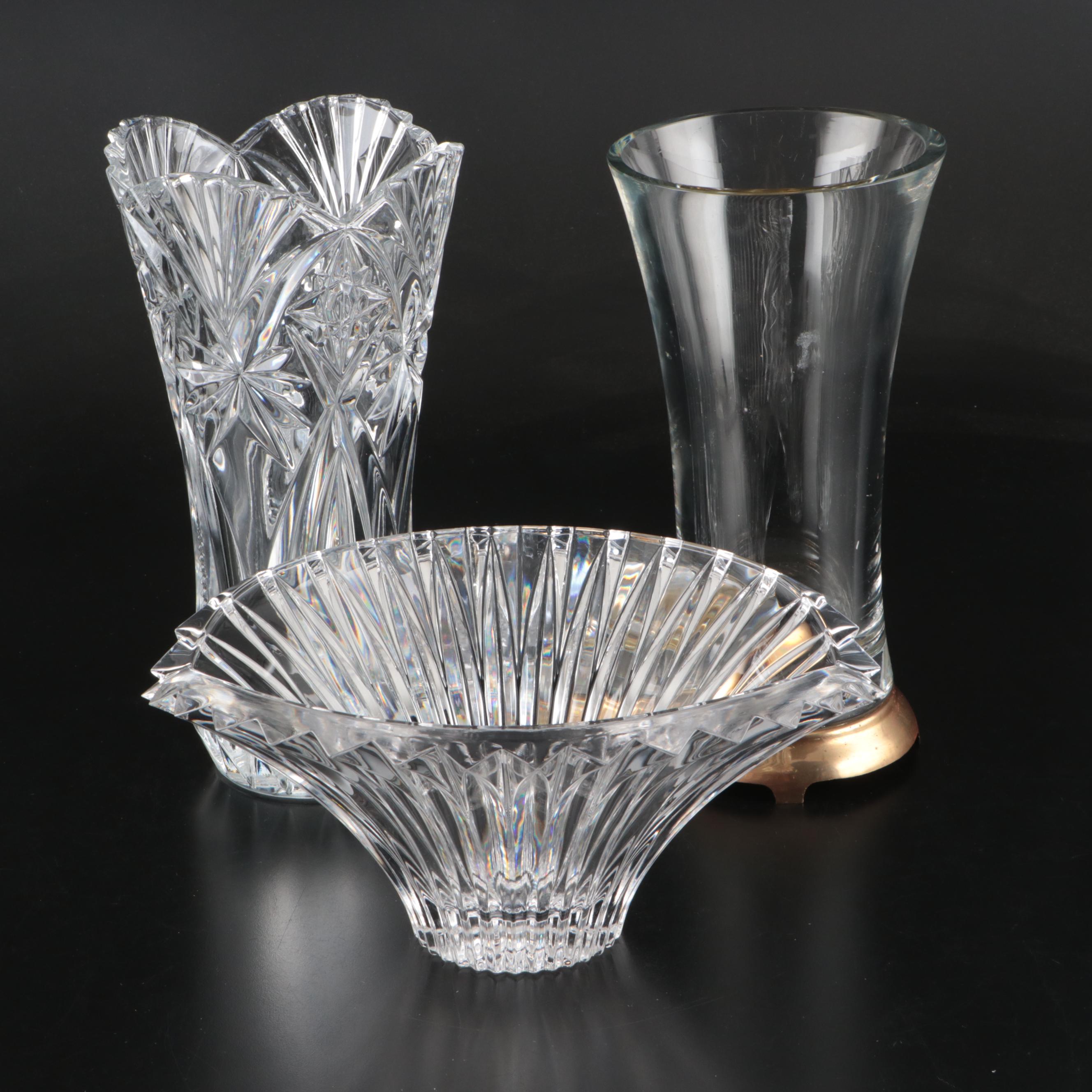 Mikasa "Excelsior" Bowl with Cristal d'Arques "Vincennes" and Other Vases