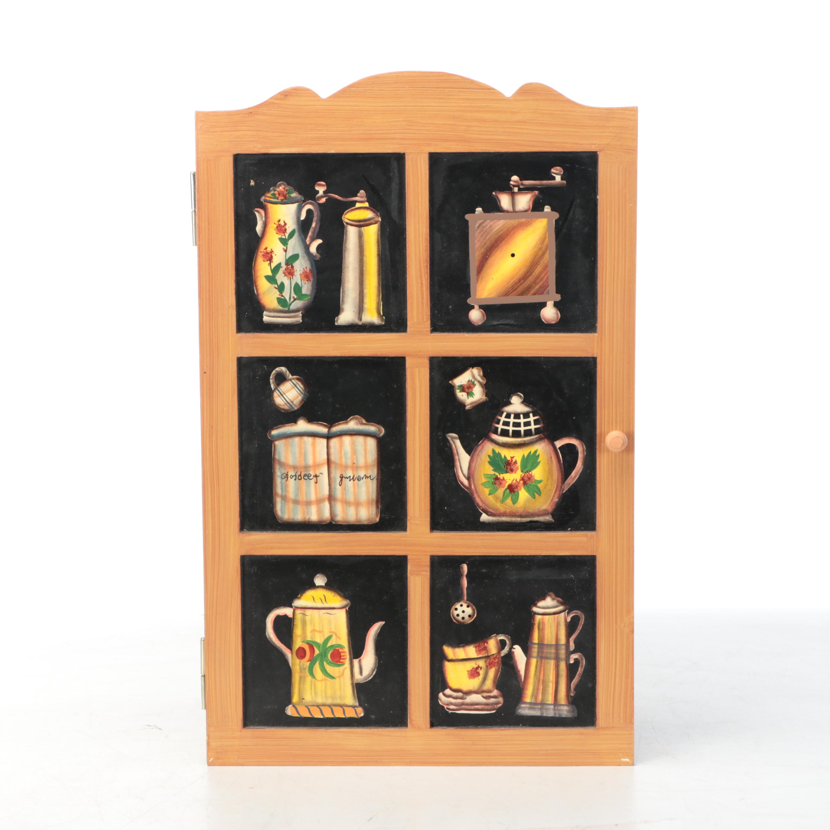 Hand-Painted Wood Wall Cabinet Shelf