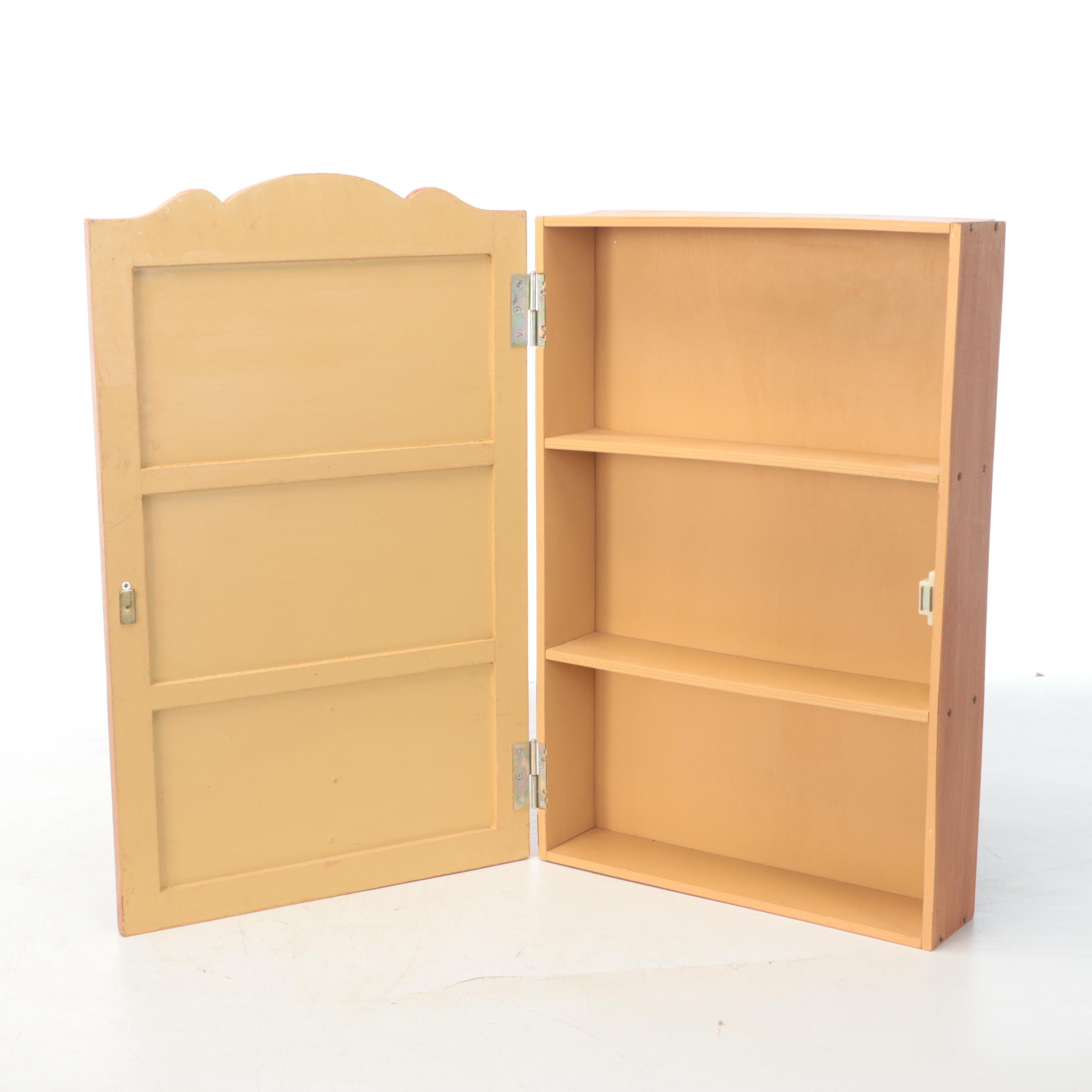 Hand-Painted Wood Wall Cabinet Shelf