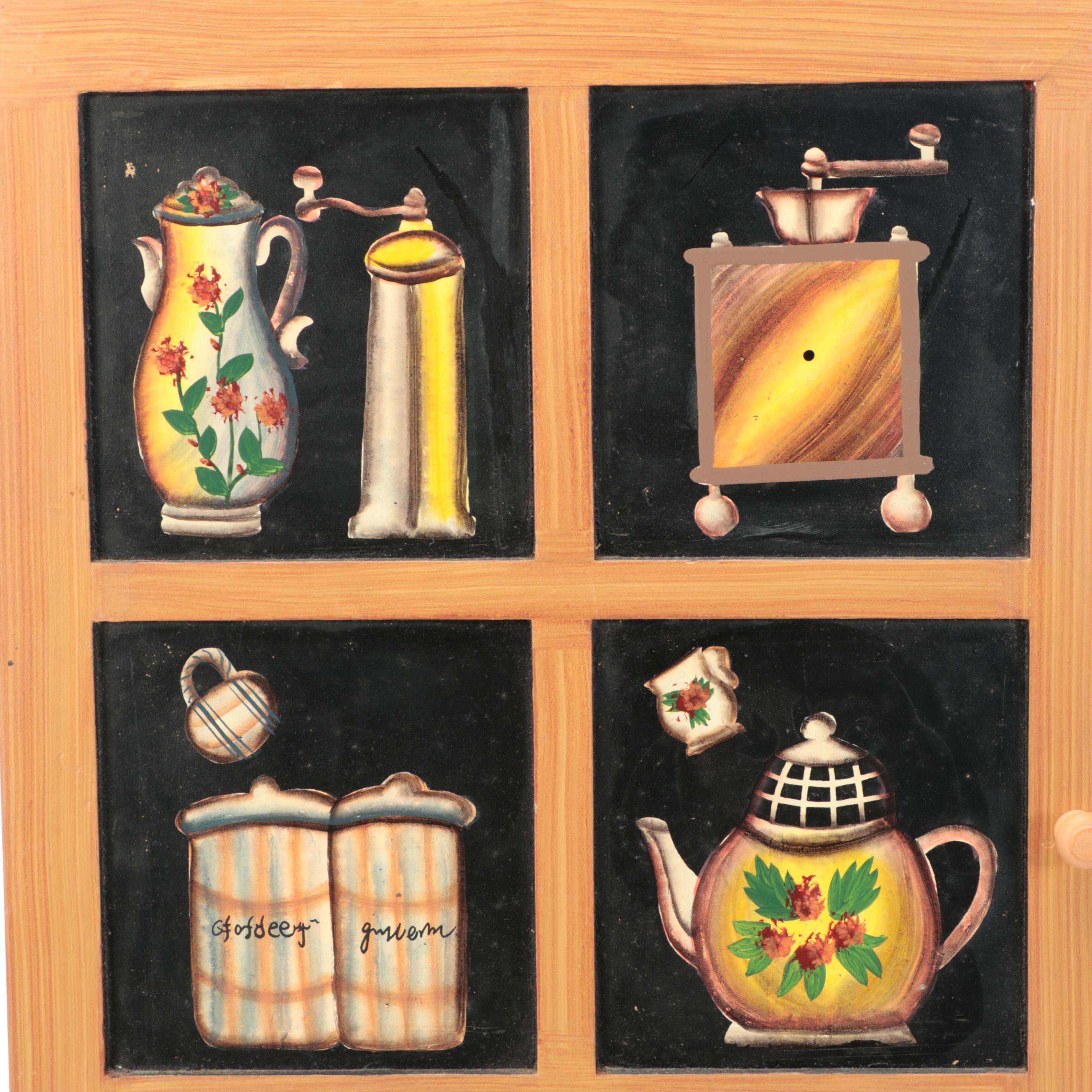 Hand-Painted Wood Wall Cabinet Shelf