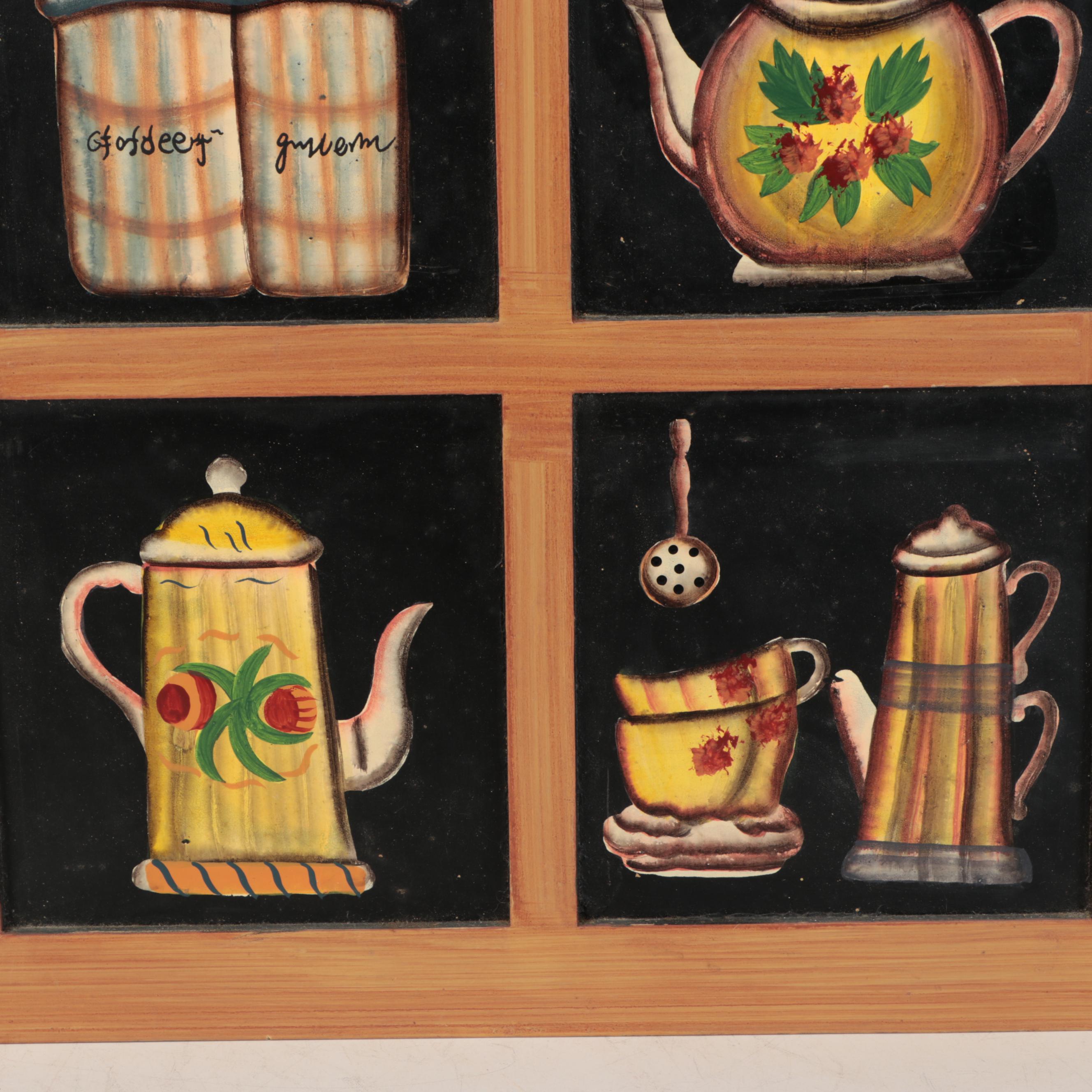 Hand-Painted Wood Wall Cabinet Shelf