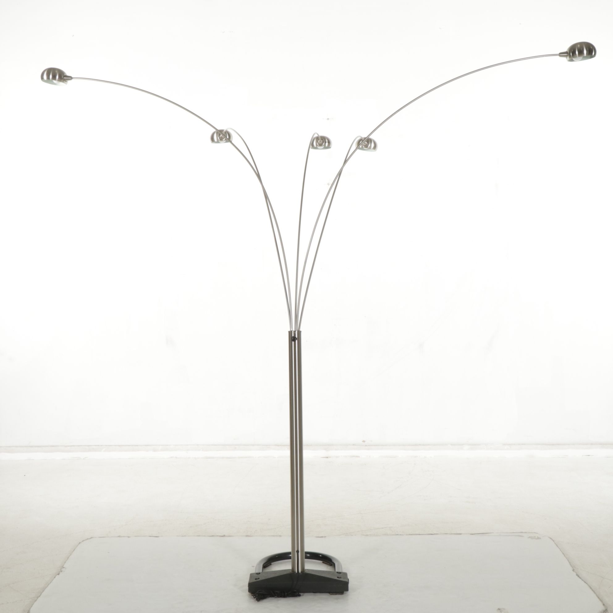 Modernist Brushed Nickel Five-Arm Arc Floor Lamp, 2002