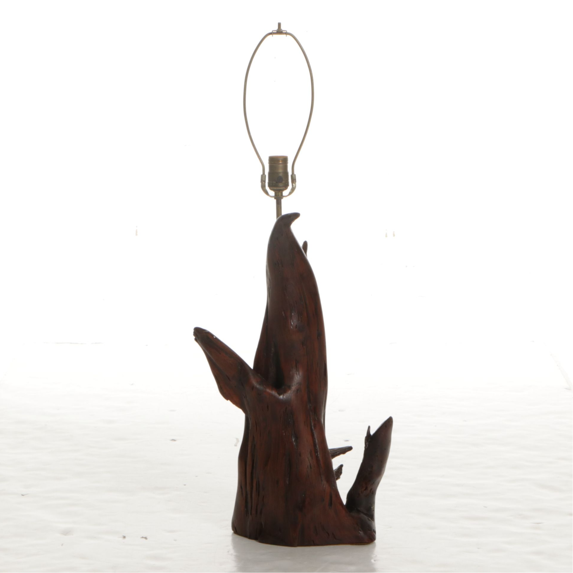 Cedarwood Knee Table Lamp with Natural Cotton Shade