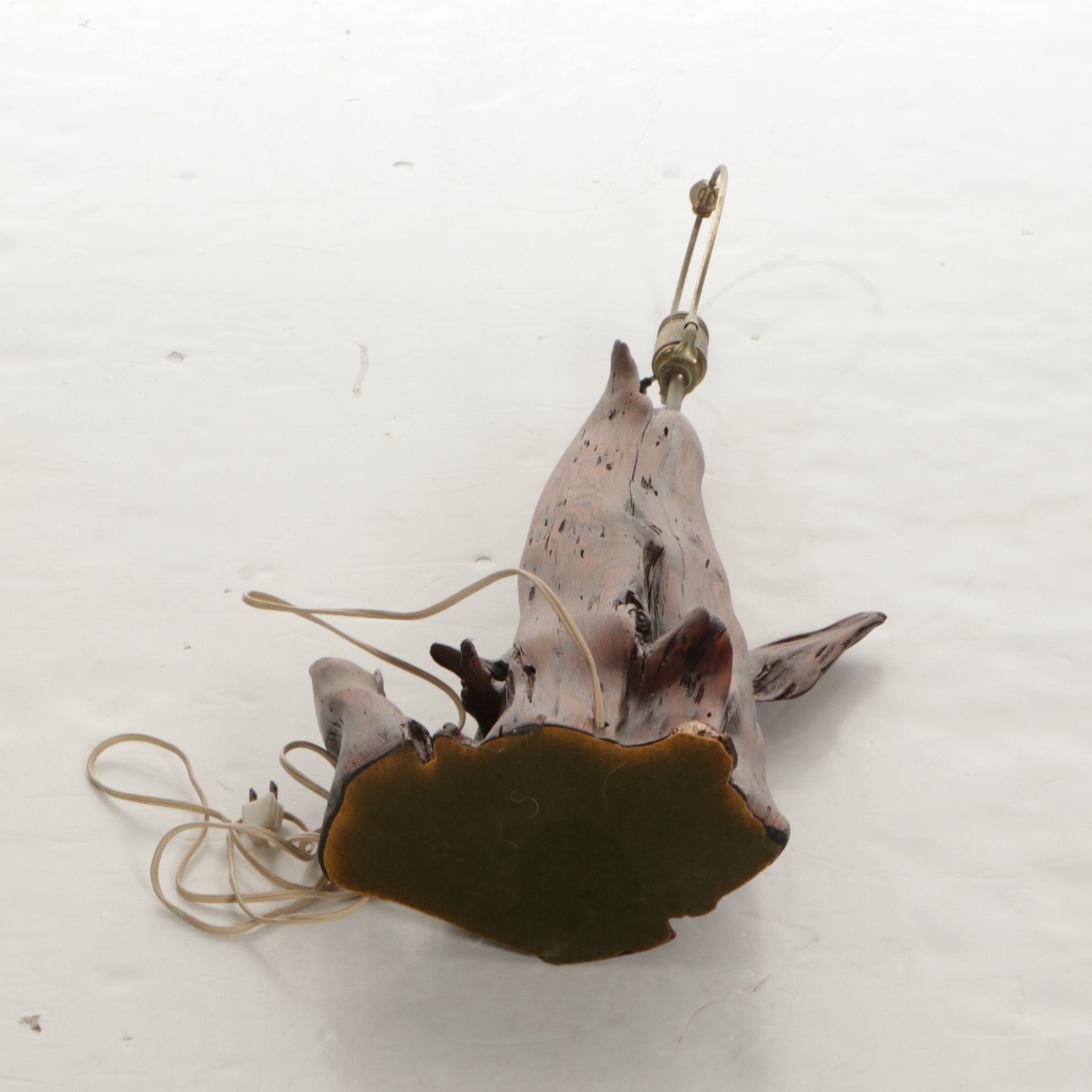 Cedarwood Knee Table Lamp with Natural Cotton Shade