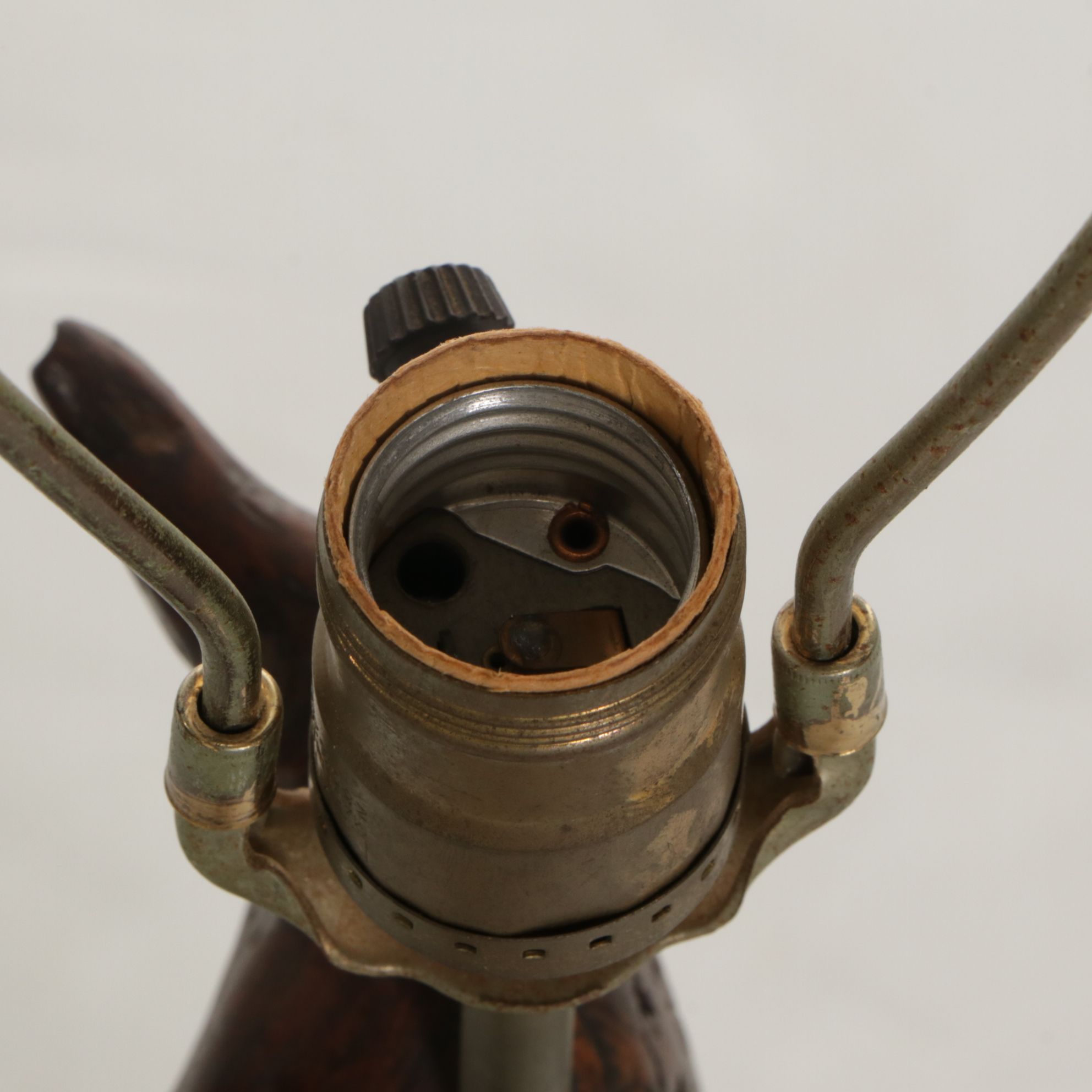 Cedarwood Knee Table Lamp with Natural Cotton Shade