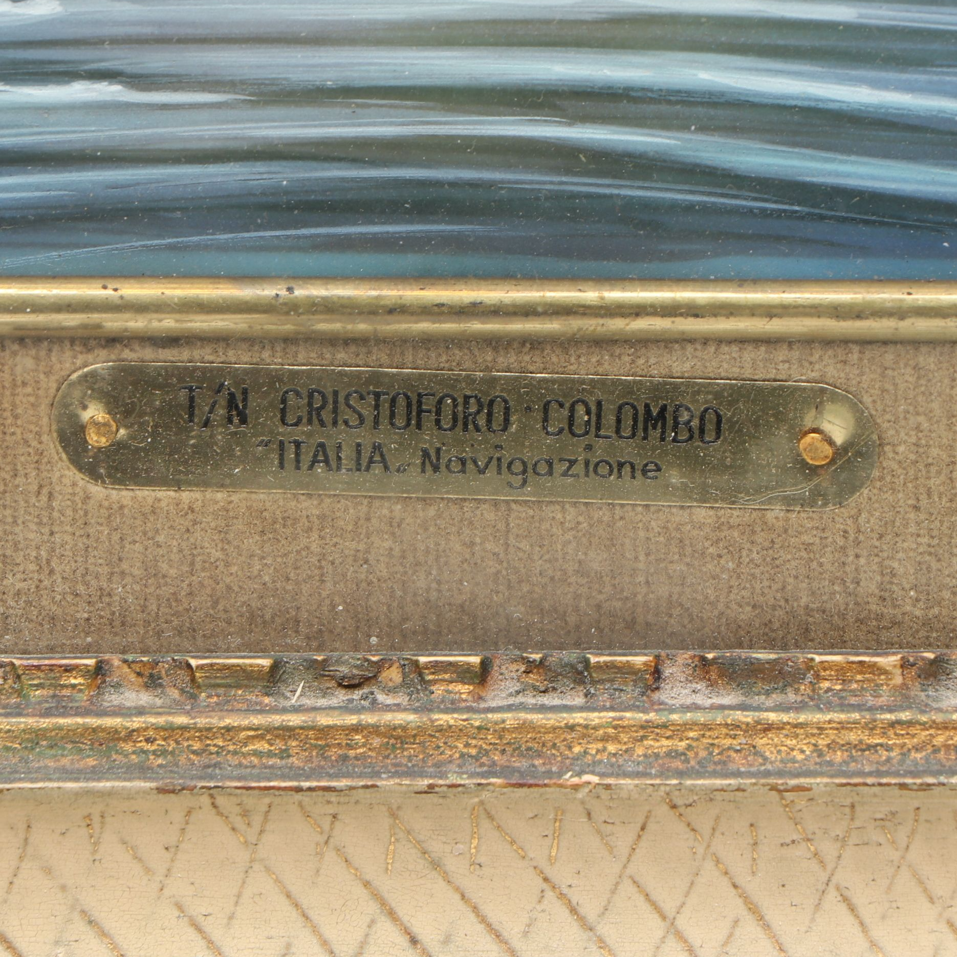 Hand-Painted "Cristoforo Colombo" Souvenir Panting, Mid-20th Century