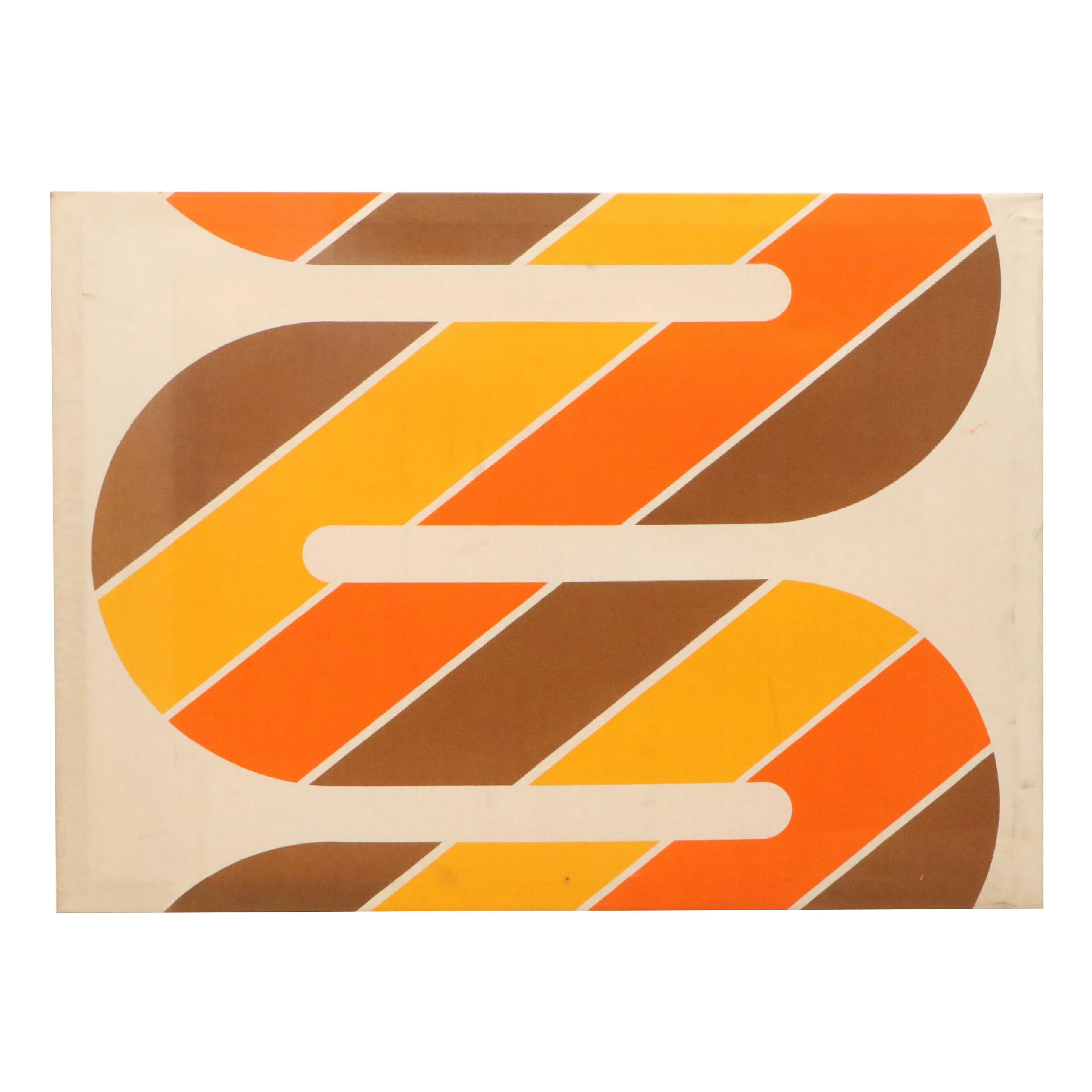 Retro Style Stretched Textile Panel with Striped Curve