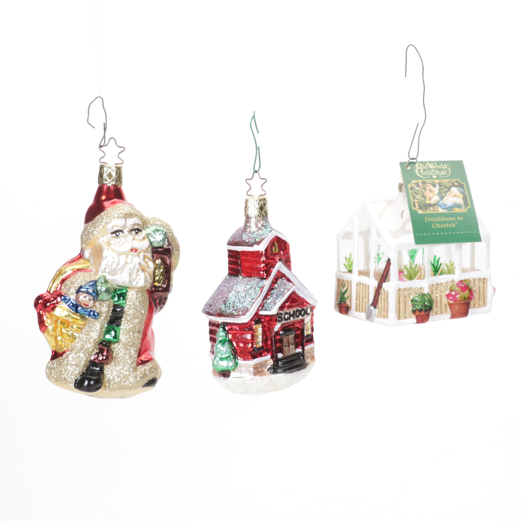 Hand-Painted Glass Emoji and Other Christmas Ornaments