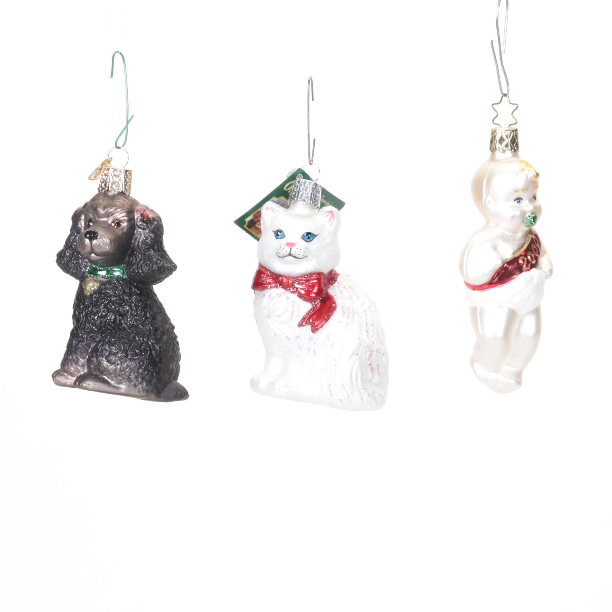 Hand-Painted Glass Emoji and Other Christmas Ornaments