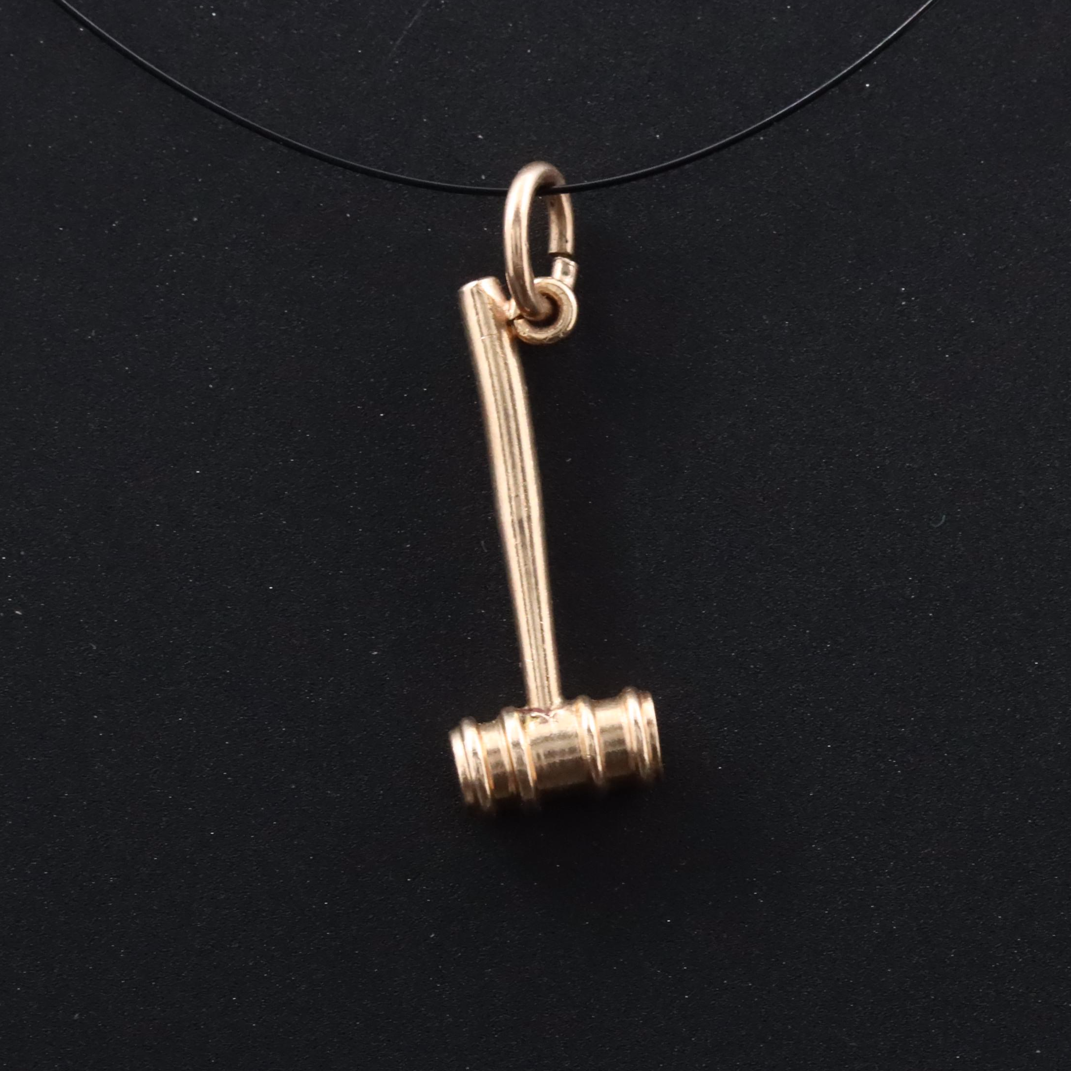 10K Gavel Charm Pendant