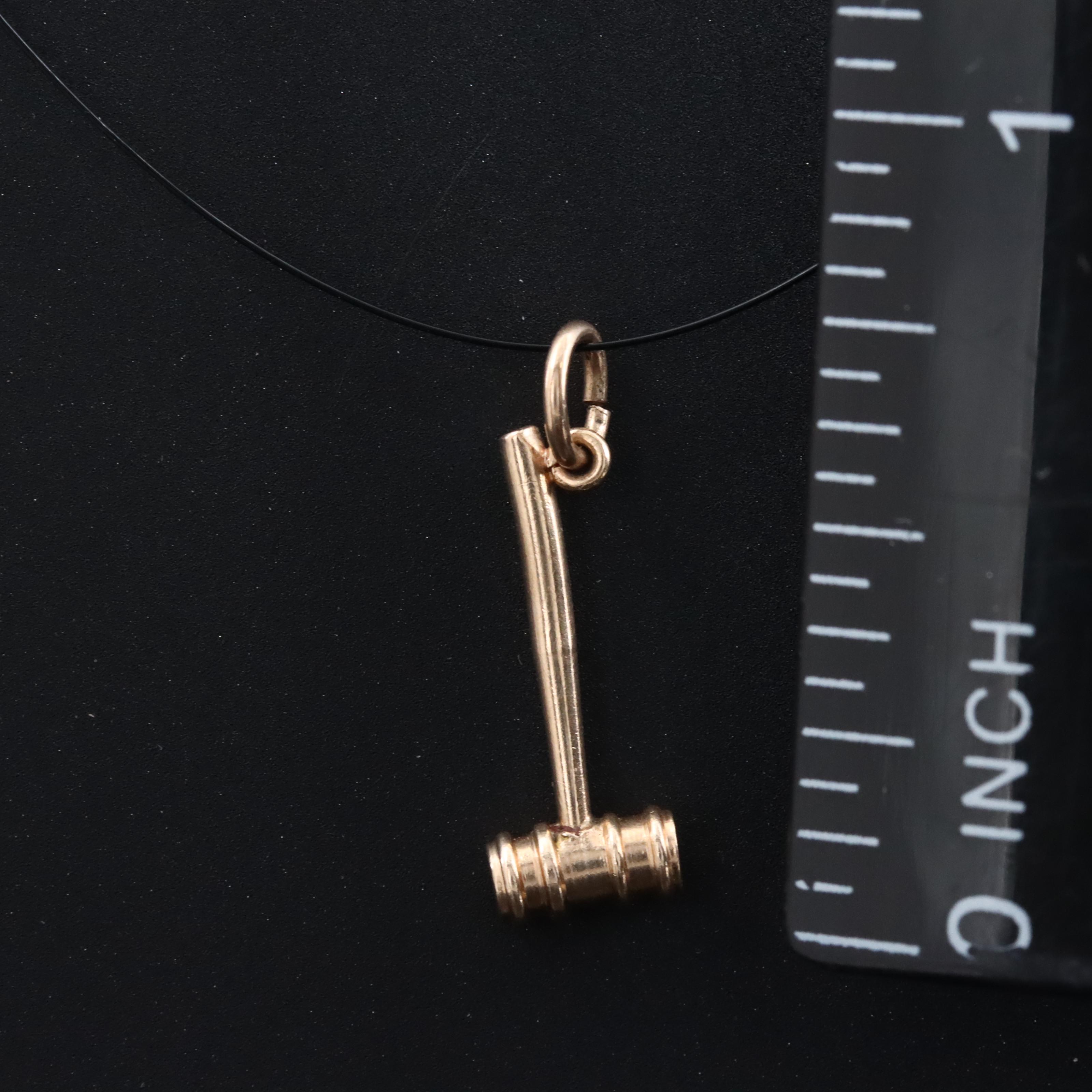 10K Gavel Charm Pendant