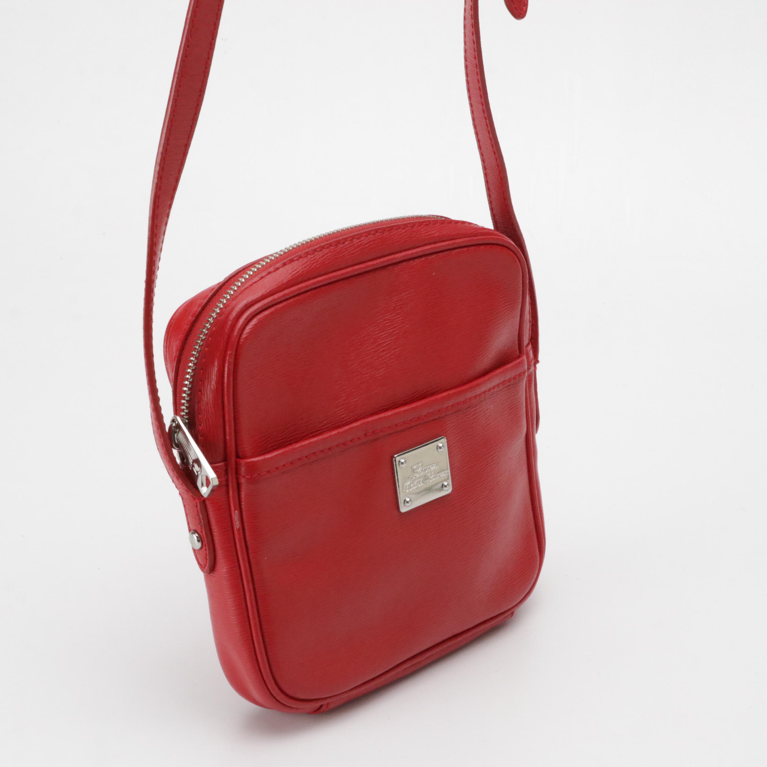 Lauren Ralph Lauren Red Leather Crossbody Bag W/ Salvatore Ferragamo Kitten Heel