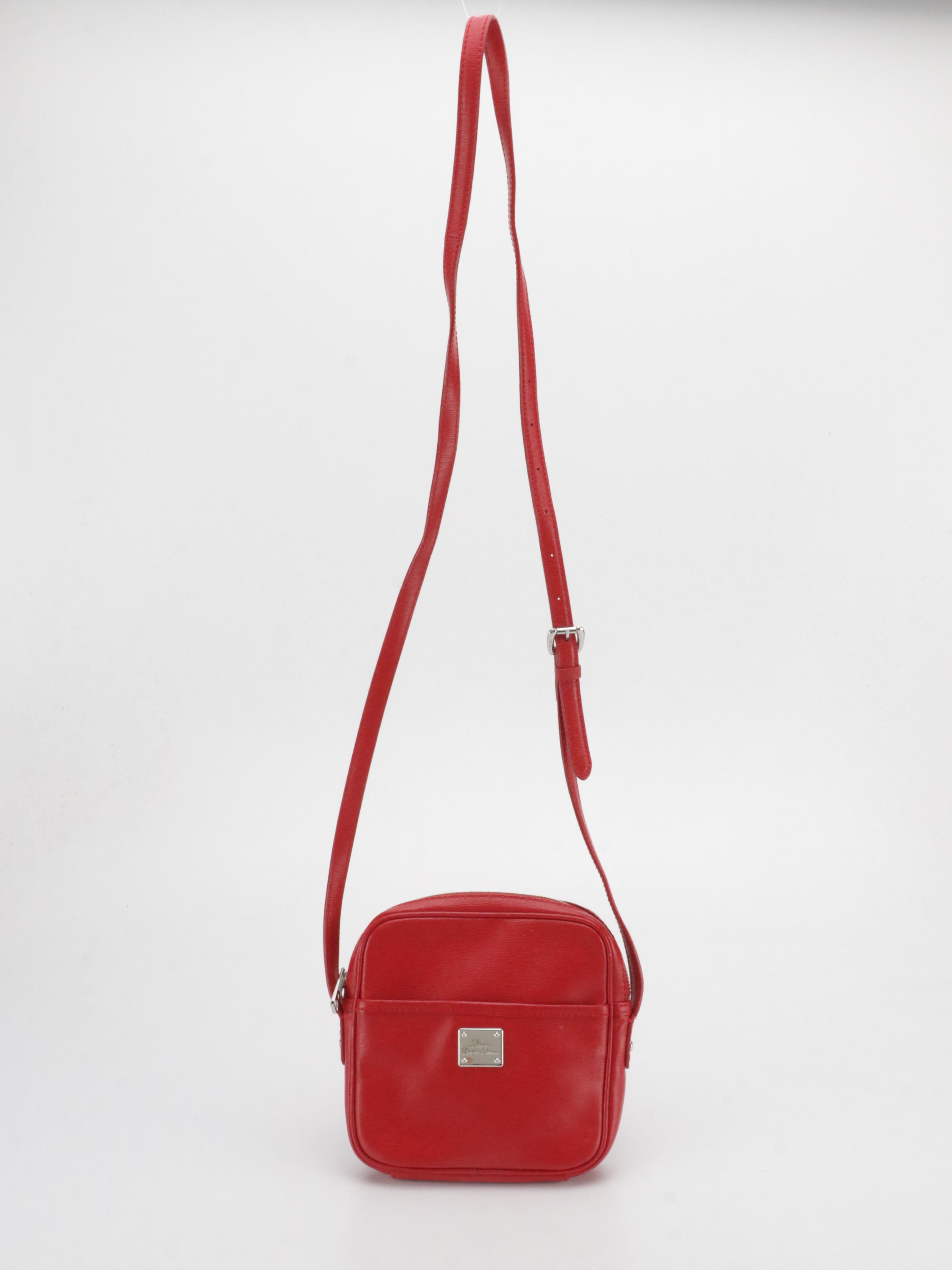 Lauren Ralph Lauren Red Leather Crossbody Bag W/ Salvatore Ferragamo Kitten Heel