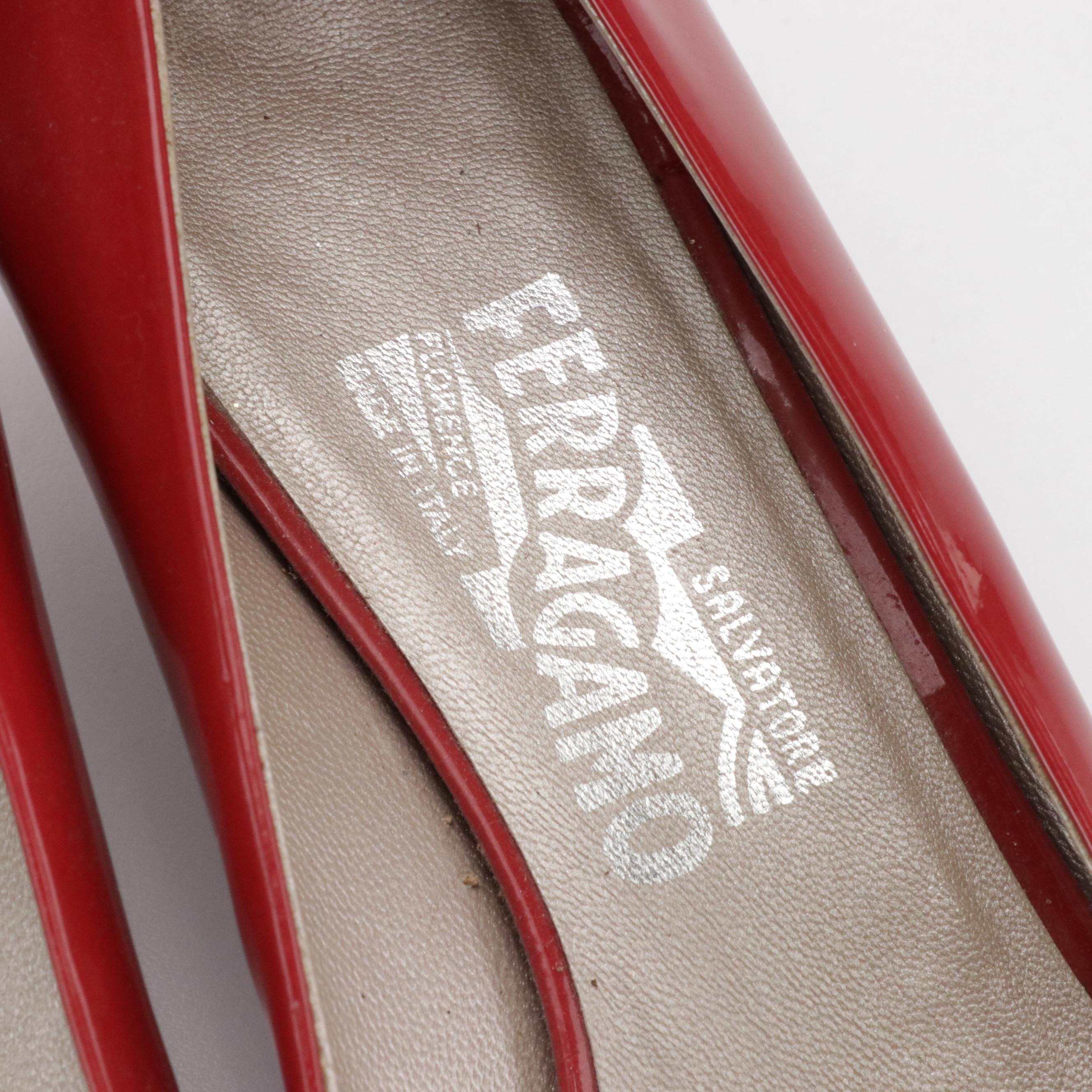 Lauren Ralph Lauren Red Leather Crossbody Bag W/ Salvatore Ferragamo Kitten Heel