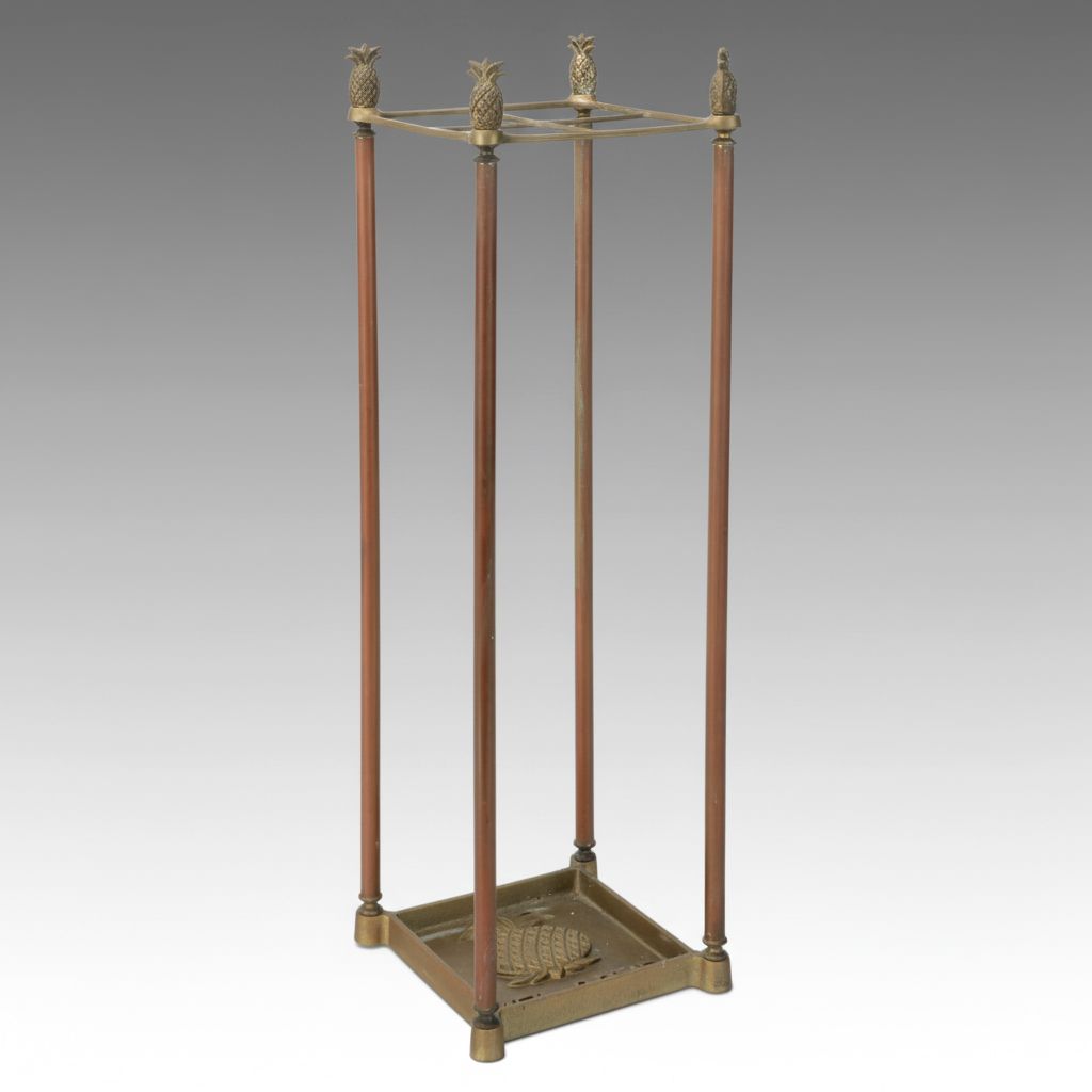 Pineapple "Welcome" Brass Veneer Umbrella Stand