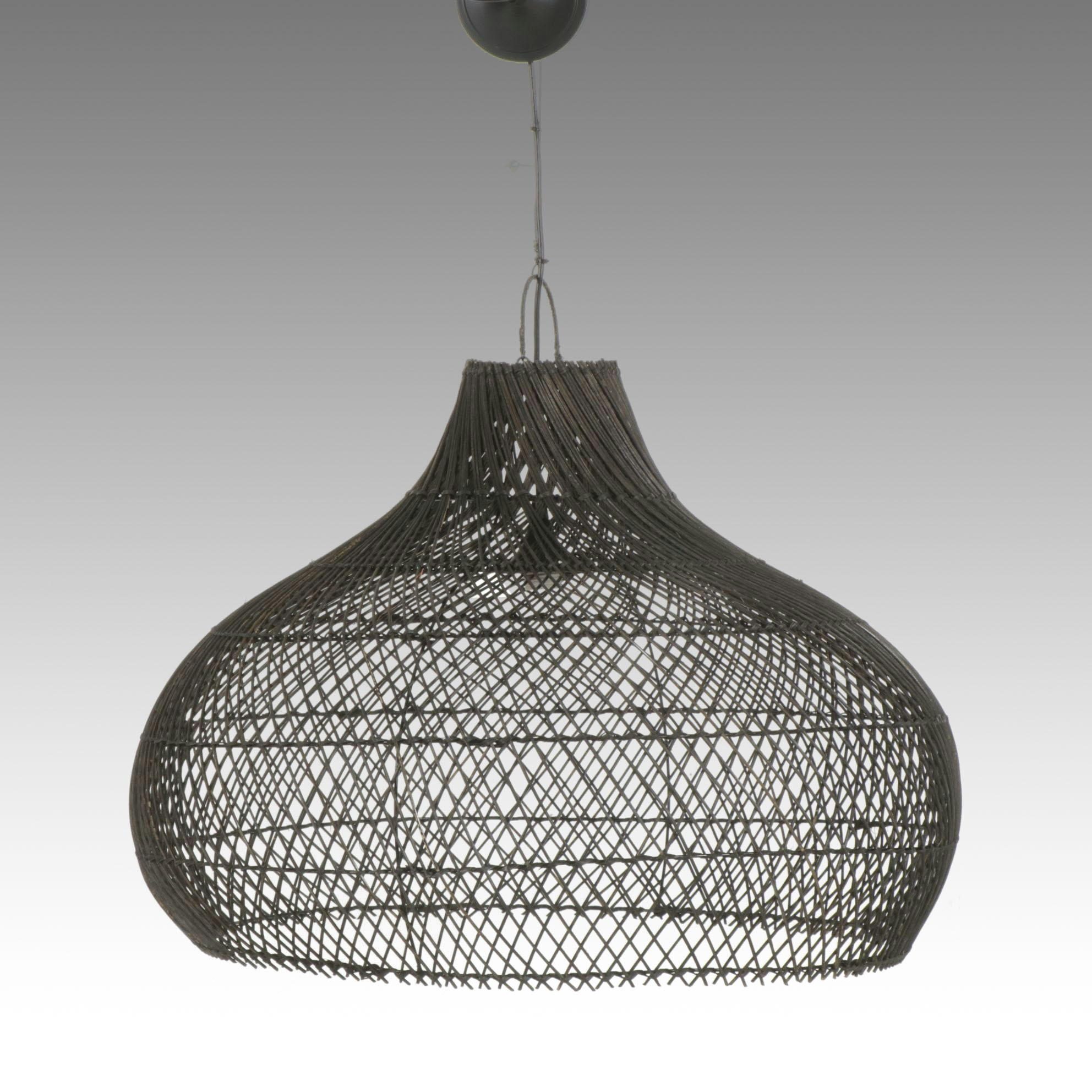Litex Rattan Black Woven Pendant Light Fixture