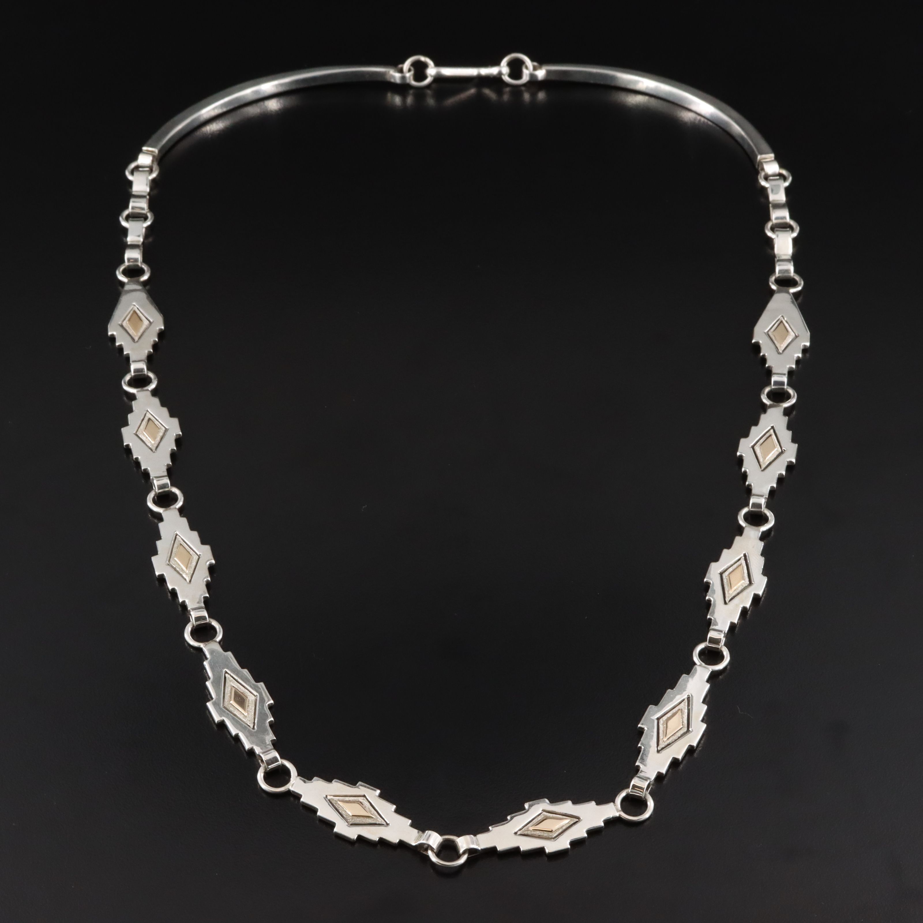 Jack Tom Navajo Diné Sterling and 14K Necklace and Earrings Set