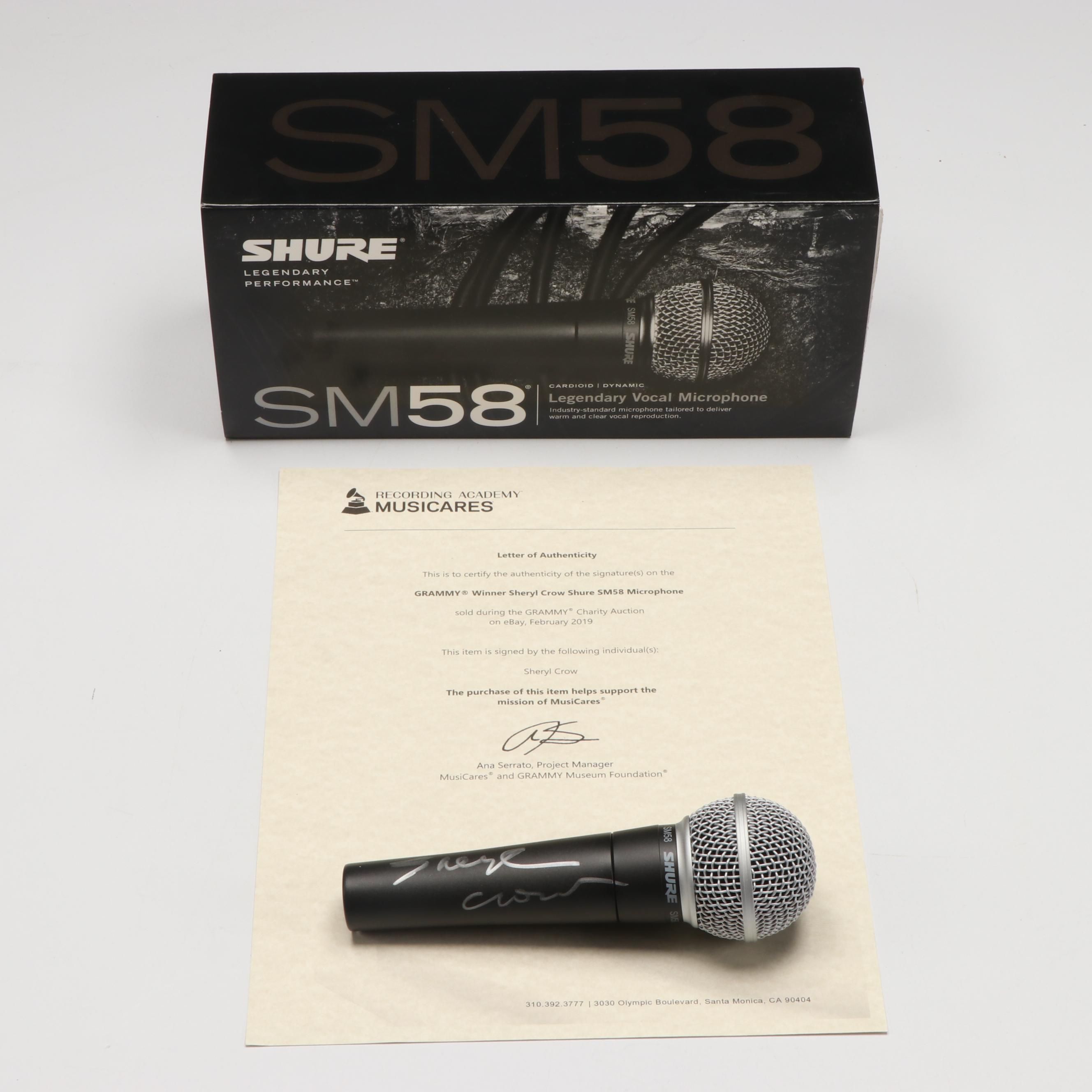Sheryl Crow Signed 2019 Grammy Charity Auction Shure SM58 Microphone