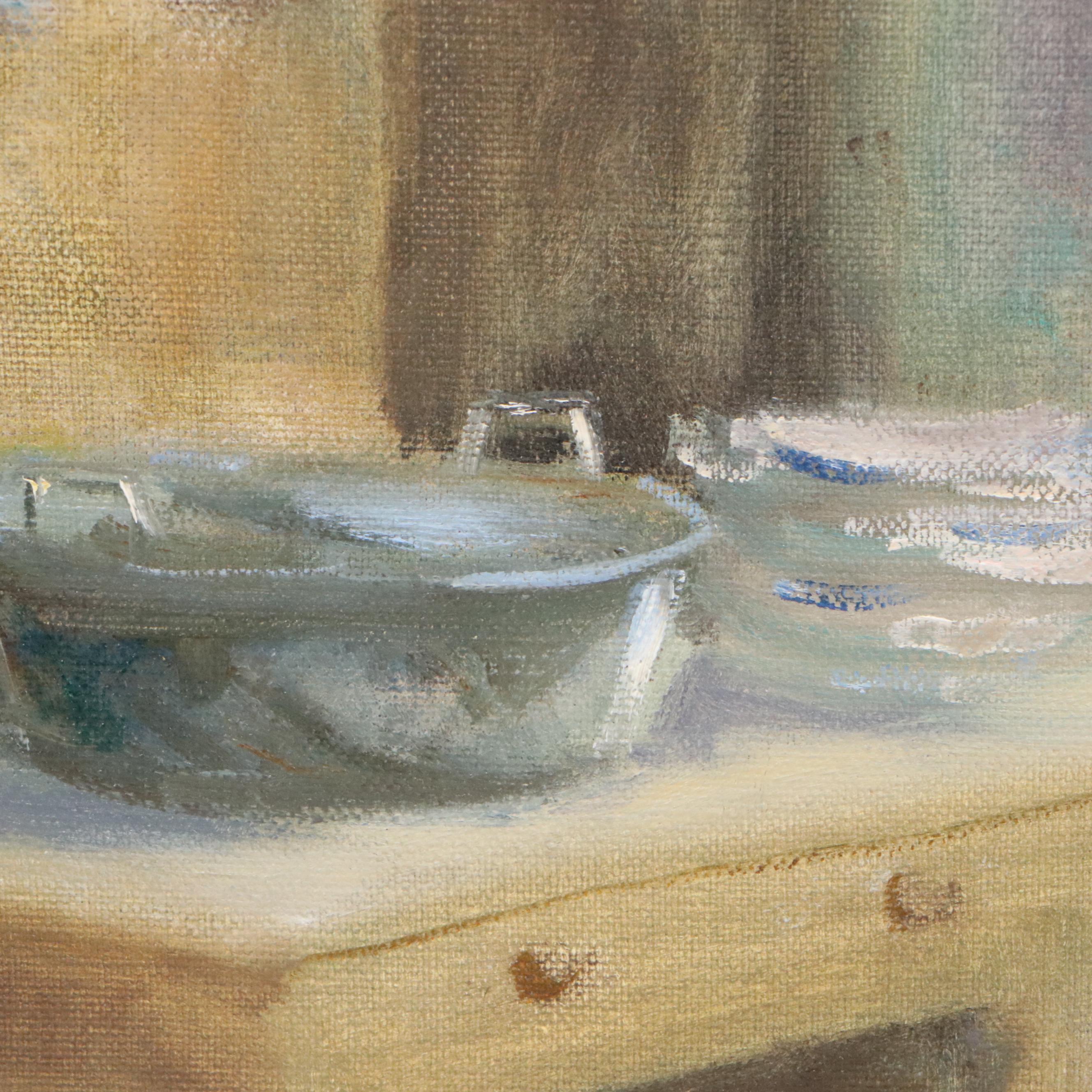 Gay Banowsky Oil Painting of Interior Kitchen Scene