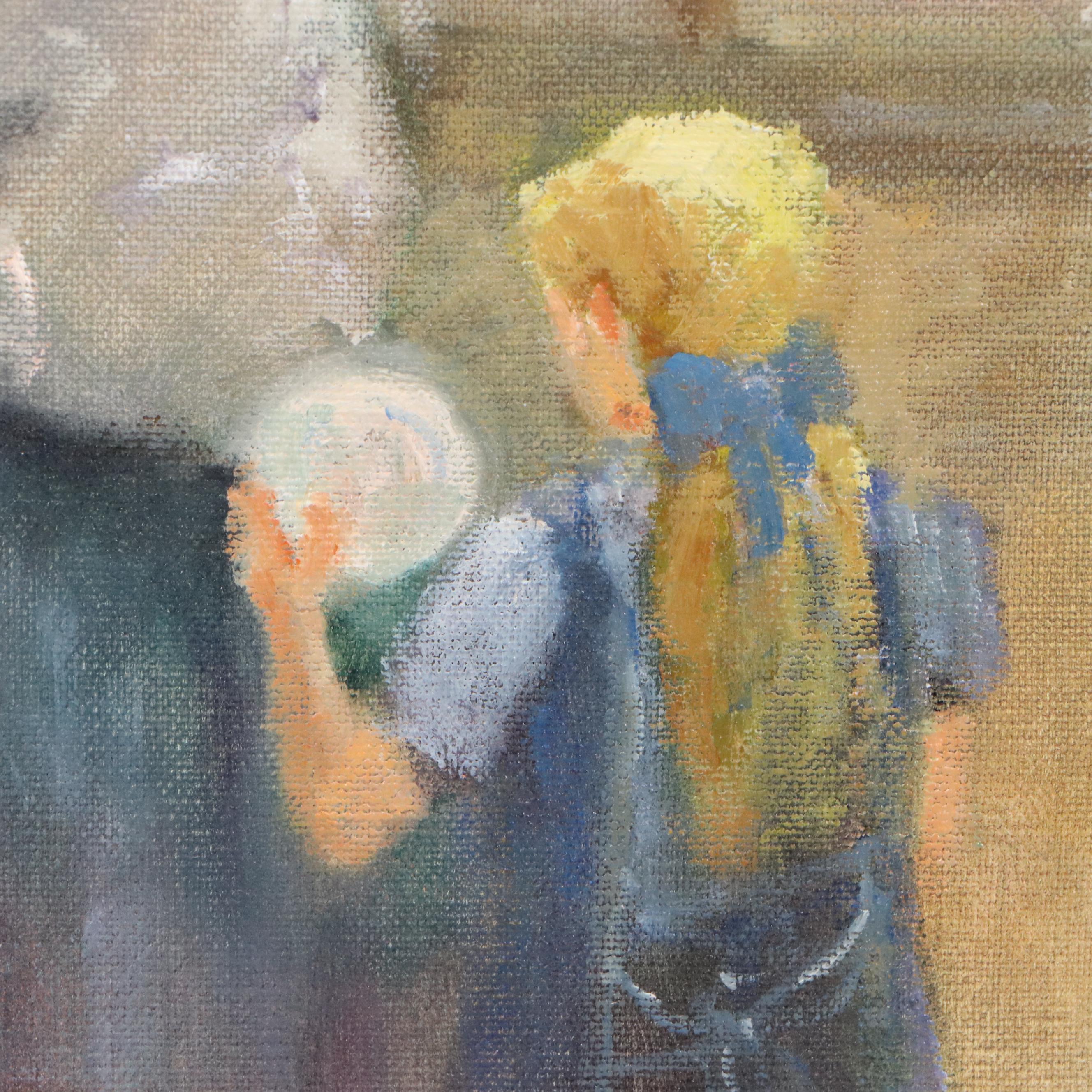 Gay Banowsky Oil Painting of Interior Kitchen Scene