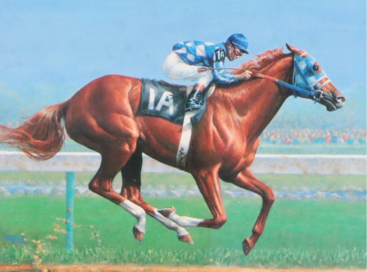 Jenness Cortez Offset Lithograph "Secretariat Winning the 1973 Kentucky Derby"
