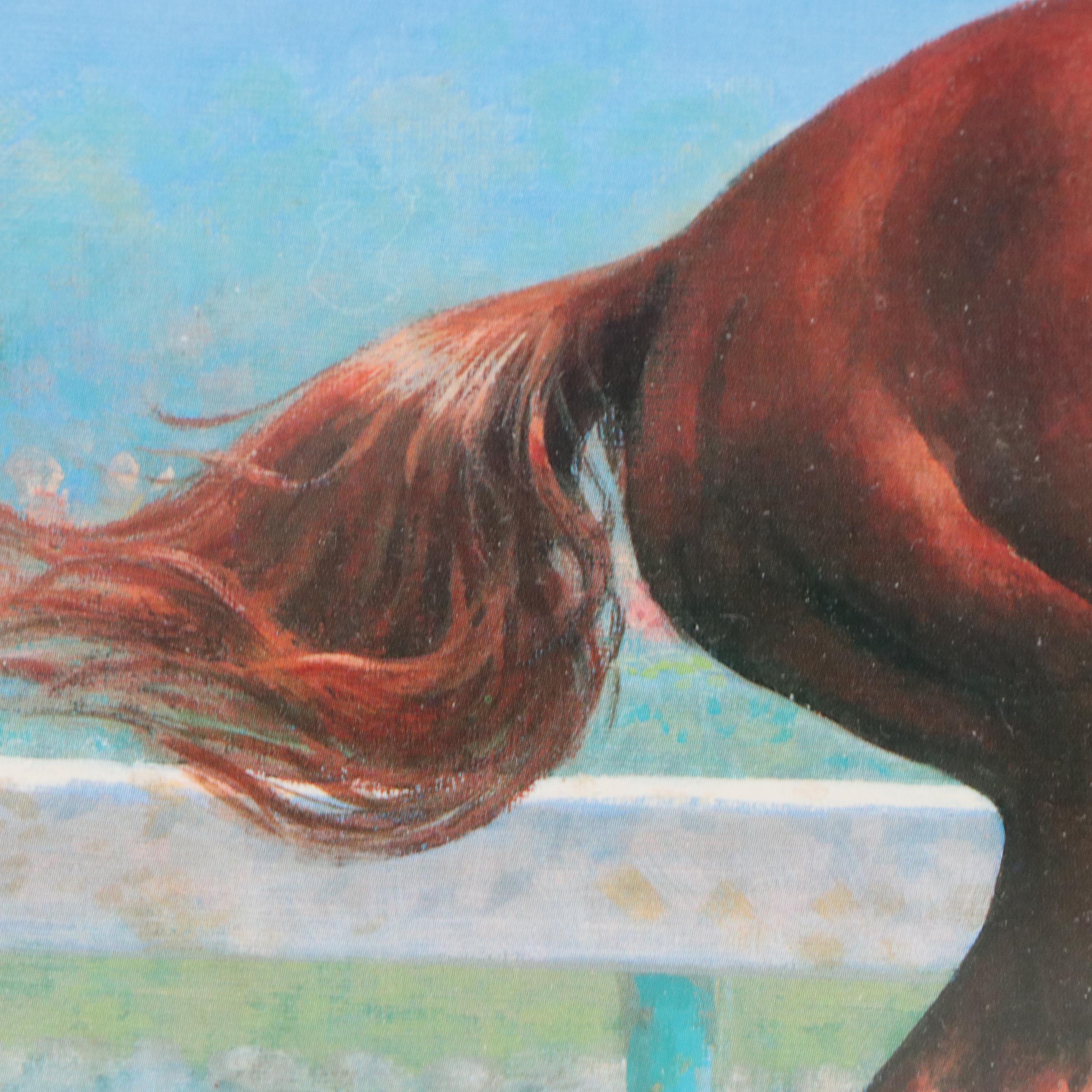 Jenness Cortez Offset Lithograph "Secretariat Winning the 1973 Kentucky Derby"