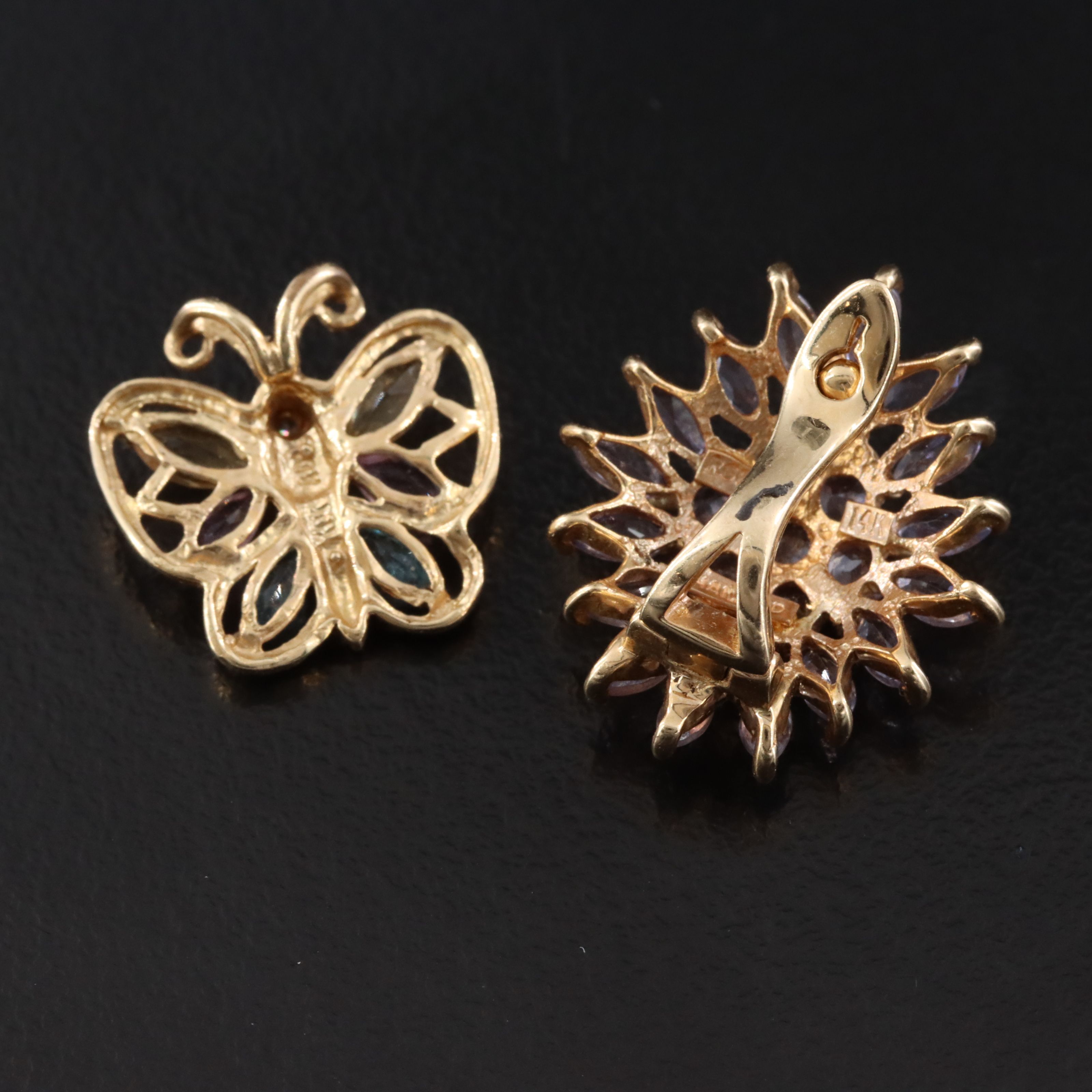 10K Gemstone Butterfly and 14K Enhancer Pendants with Diamond Accent