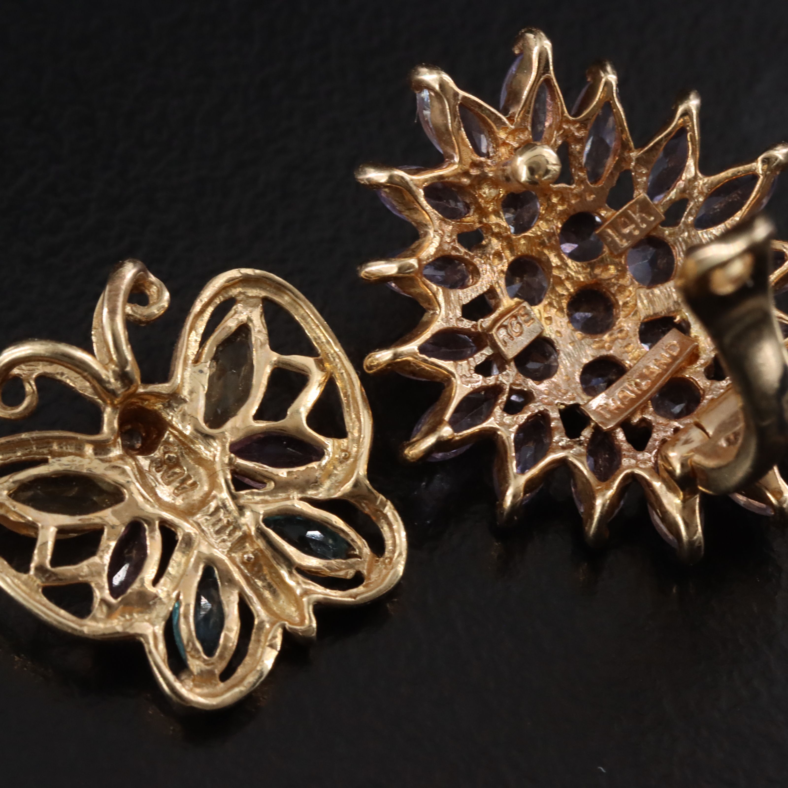 10K Gemstone Butterfly and 14K Enhancer Pendants with Diamond Accent