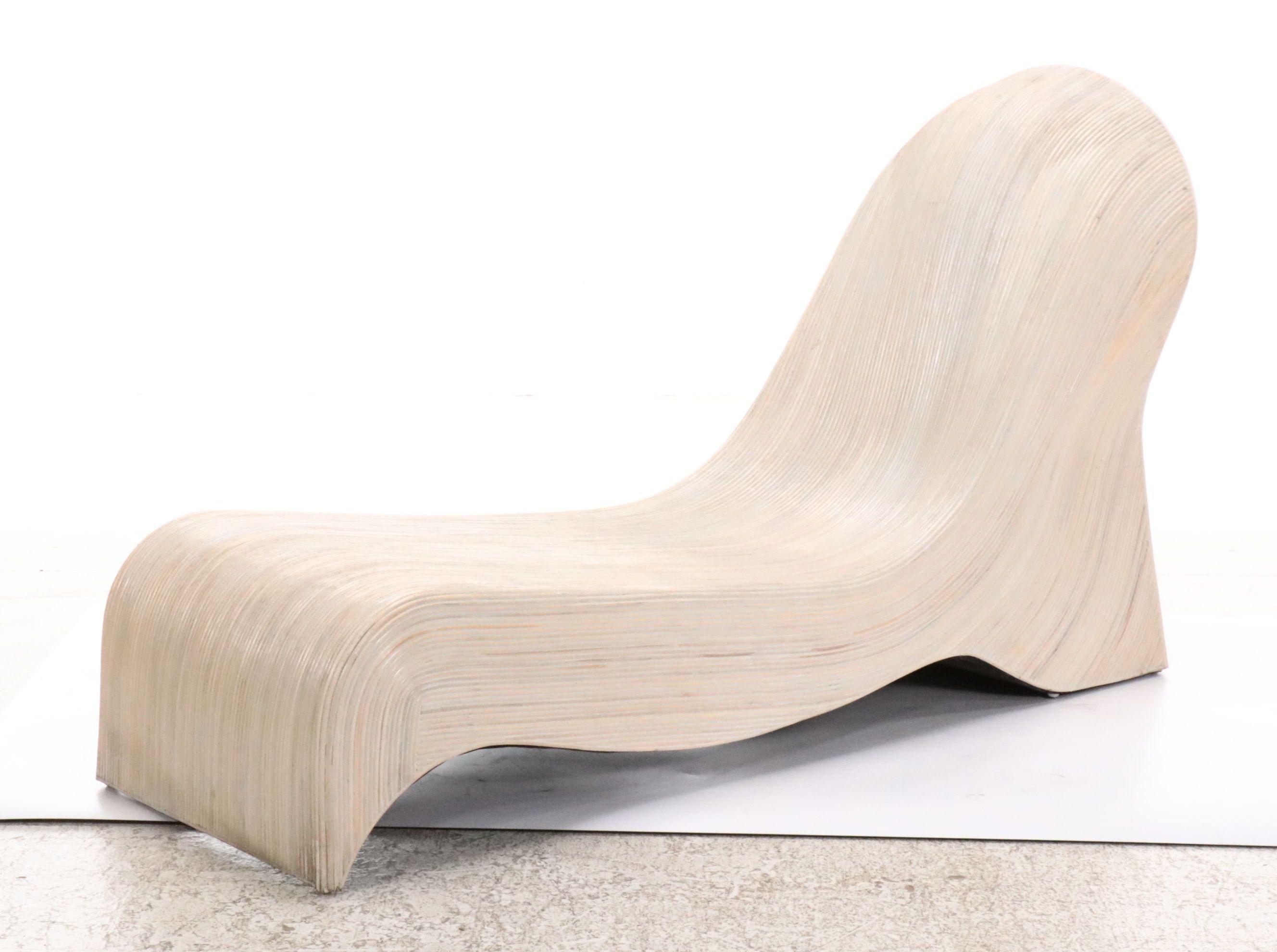 Modern Sculptural Split Reed Chaise Lounge