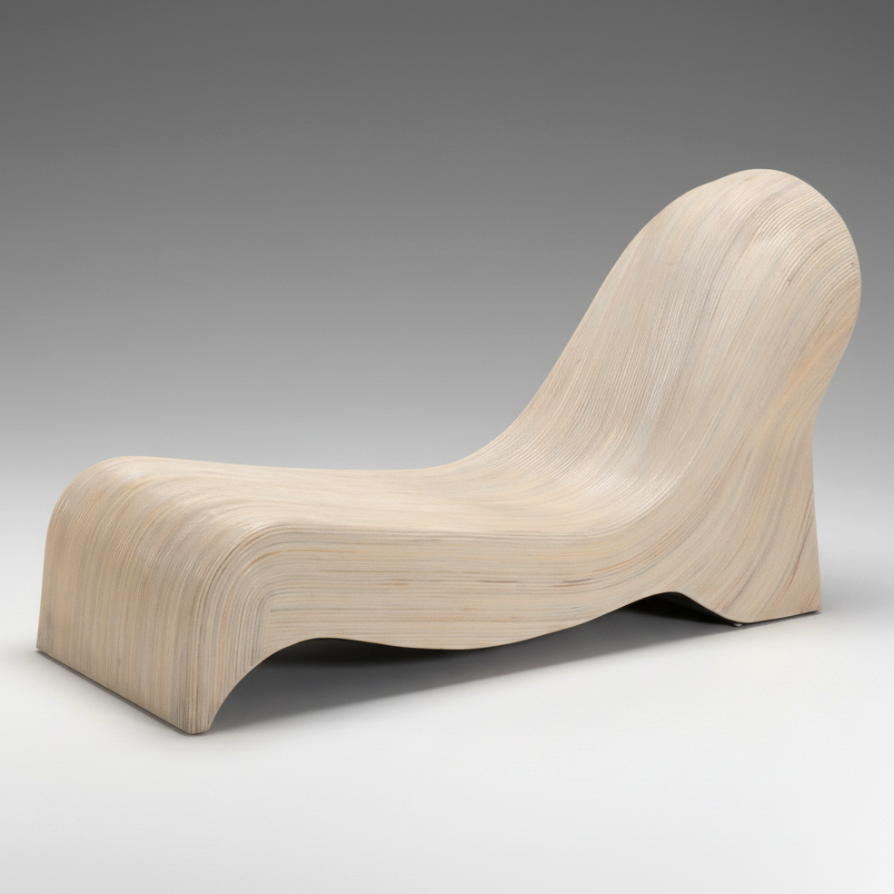 Modern Sculptural Split Reed Chaise Lounge