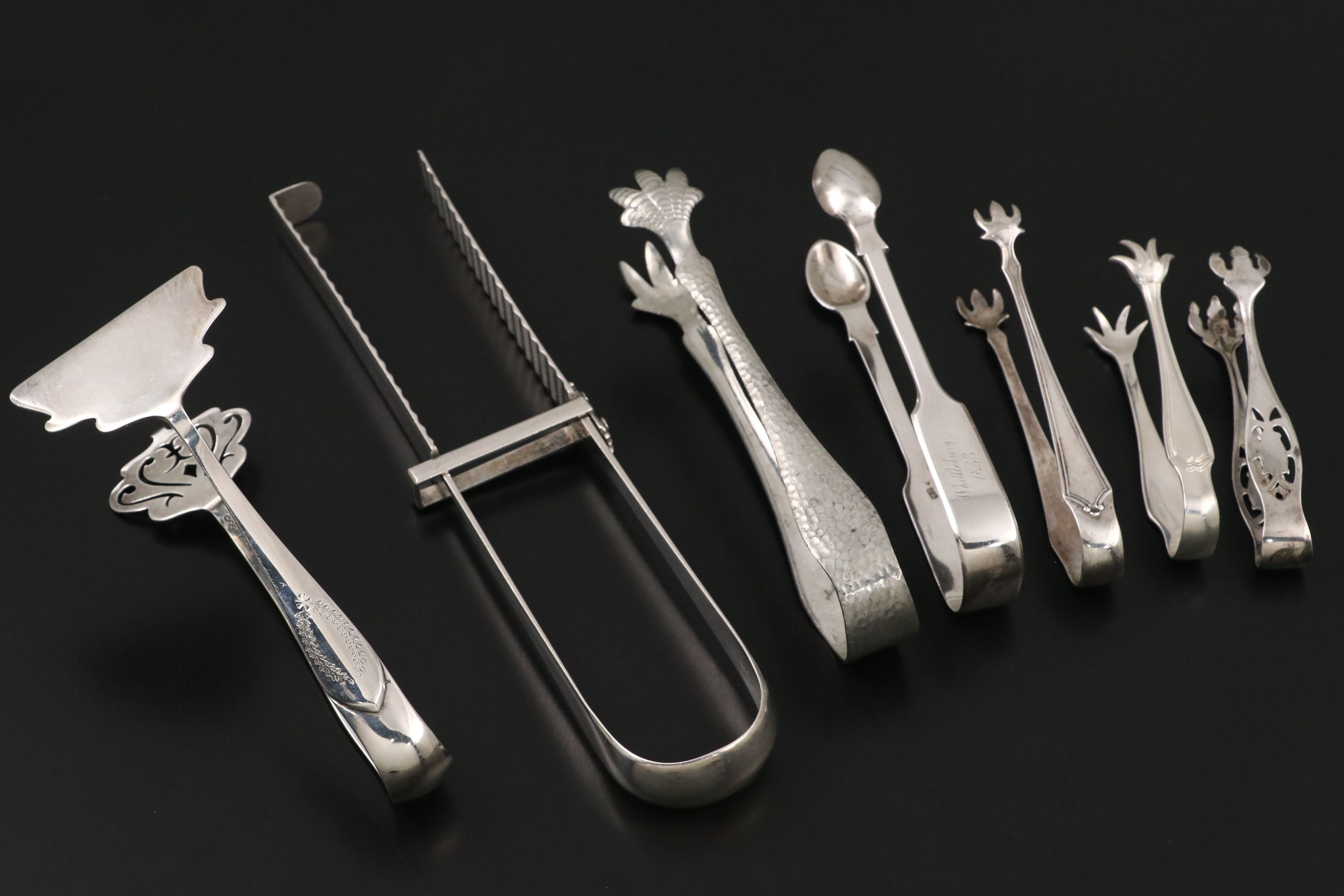 Charles Boyton, Reed & Barton, and Other Sterling Silver and Metal Tongs