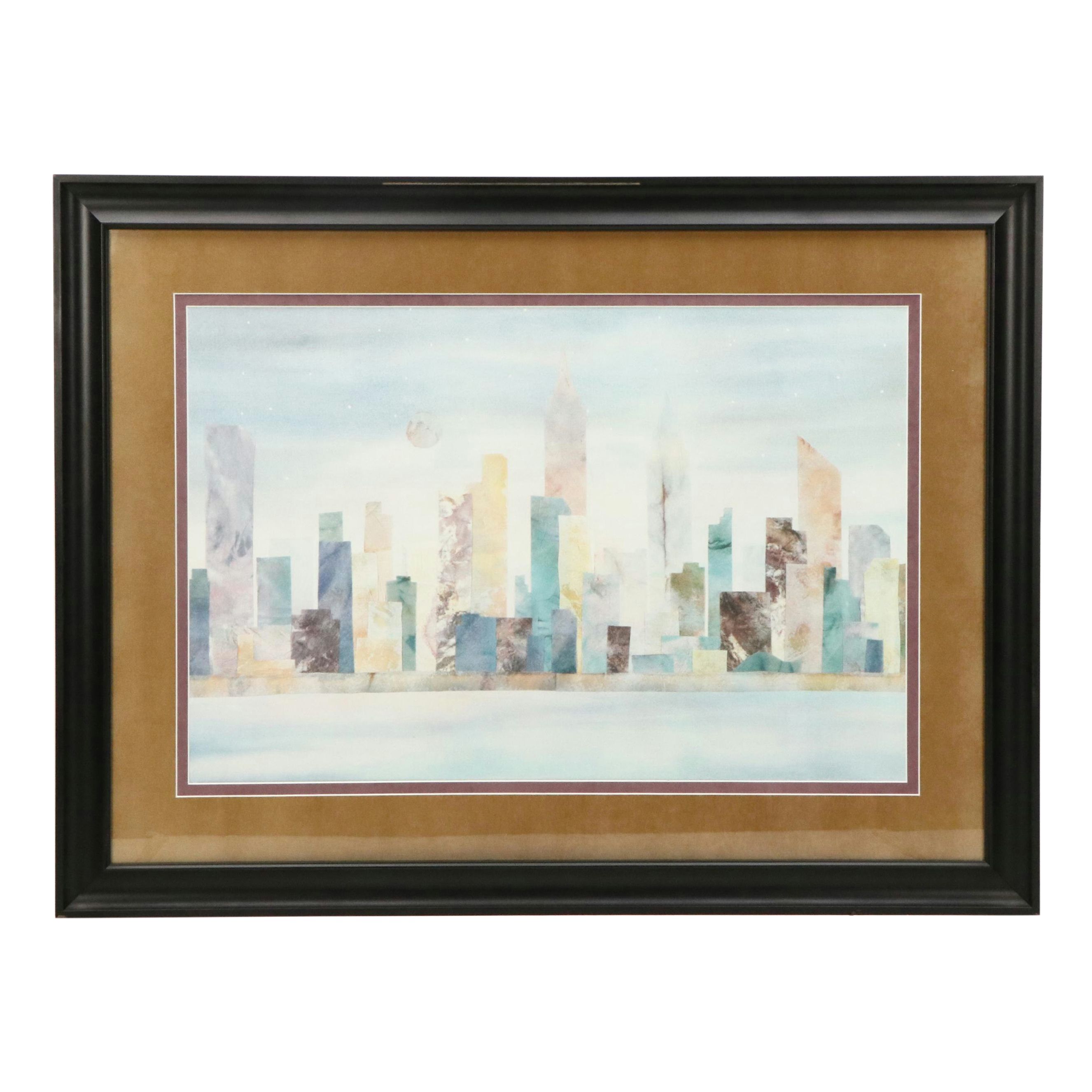 New York City Skyline Offset Lithograph "Manhattan Rhapsody" After Henry Howell
