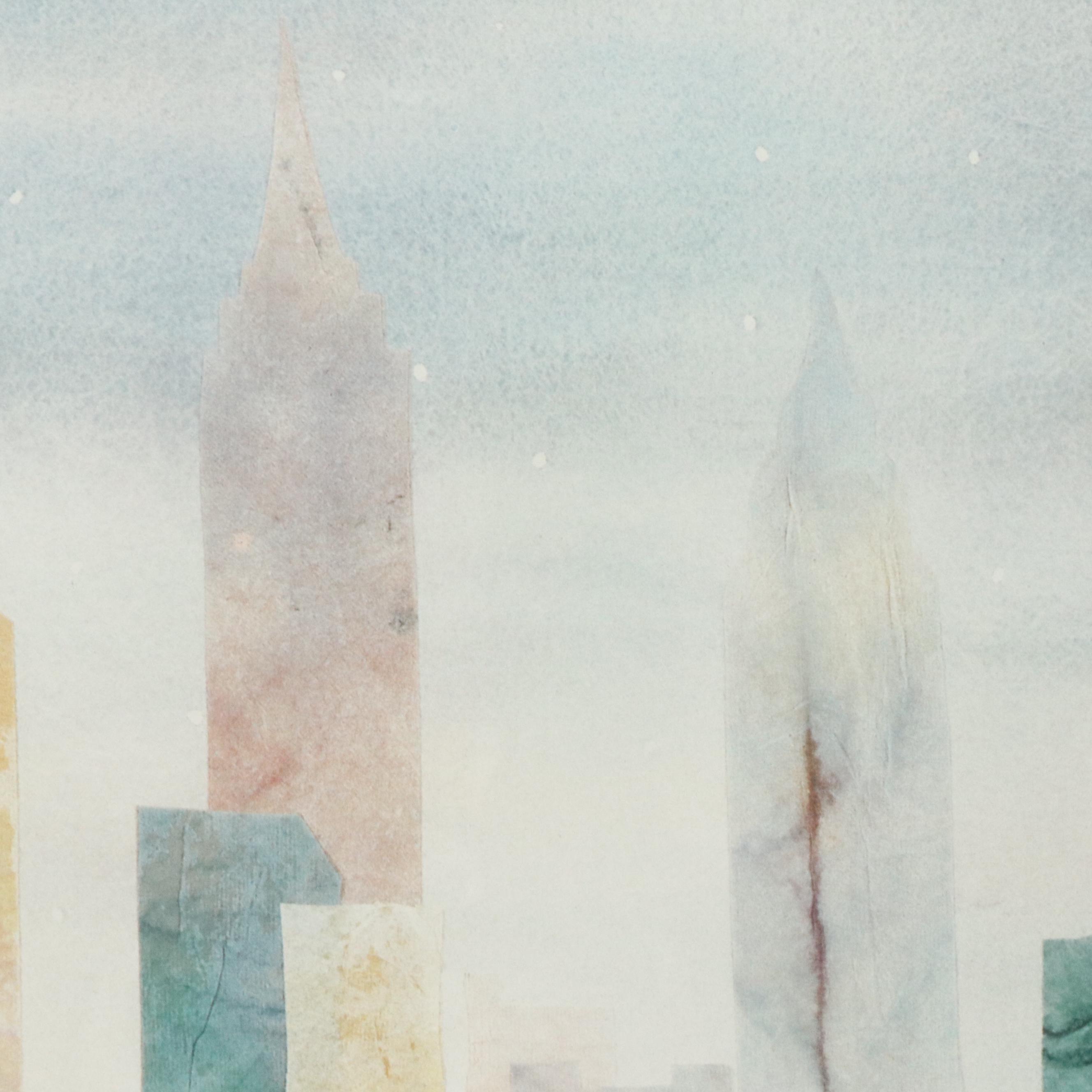 New York City Skyline Offset Lithograph "Manhattan Rhapsody" After Henry Howell