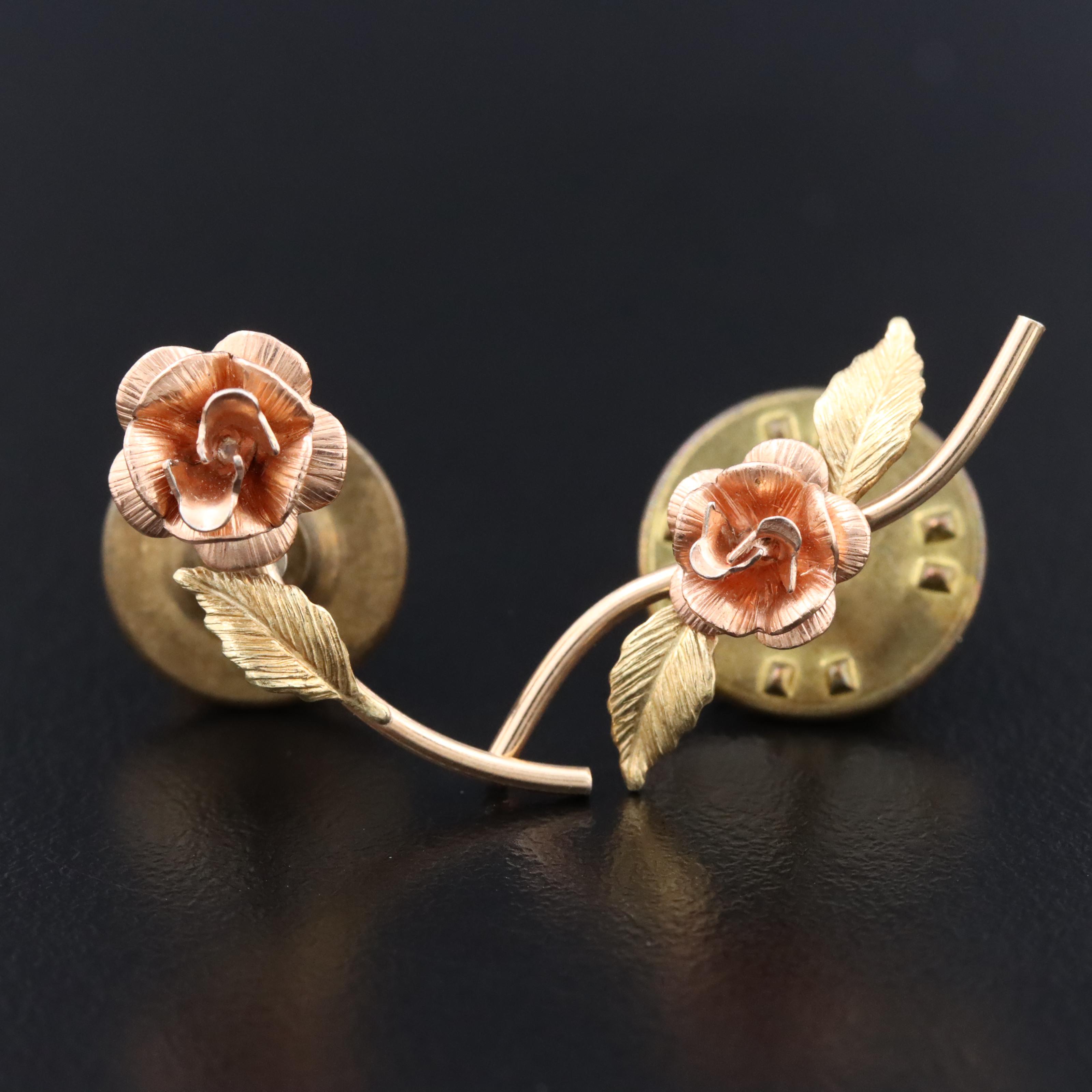 10K Two-Tone Floral Pins