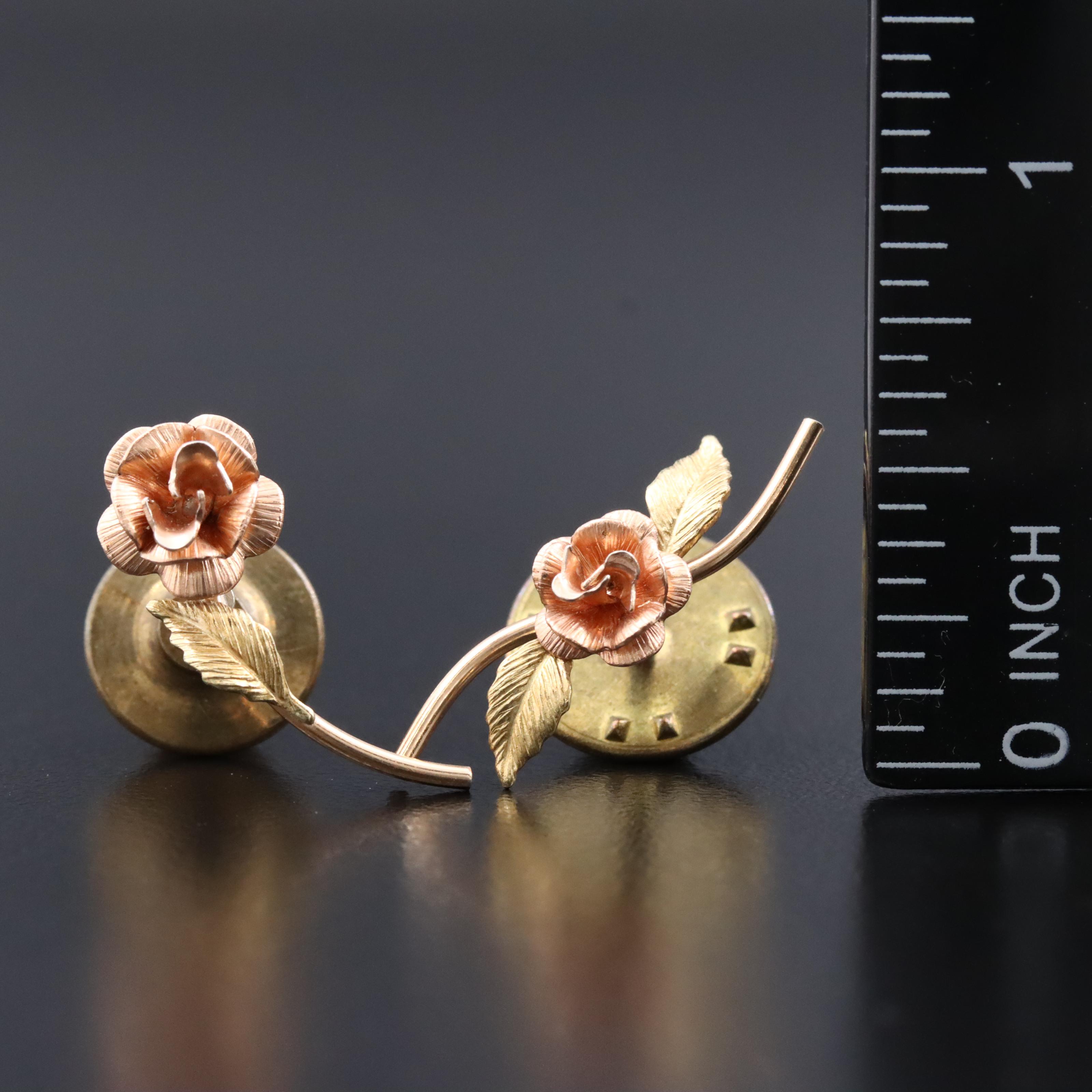 10K Two-Tone Floral Pins