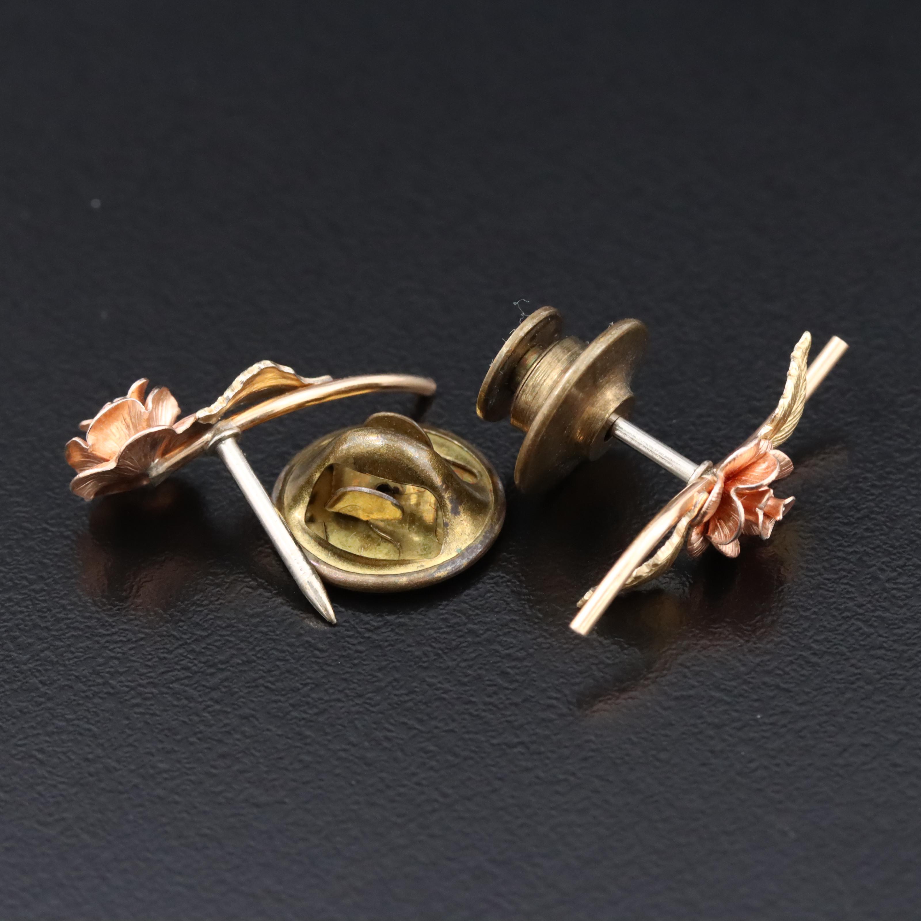 10K Two-Tone Floral Pins
