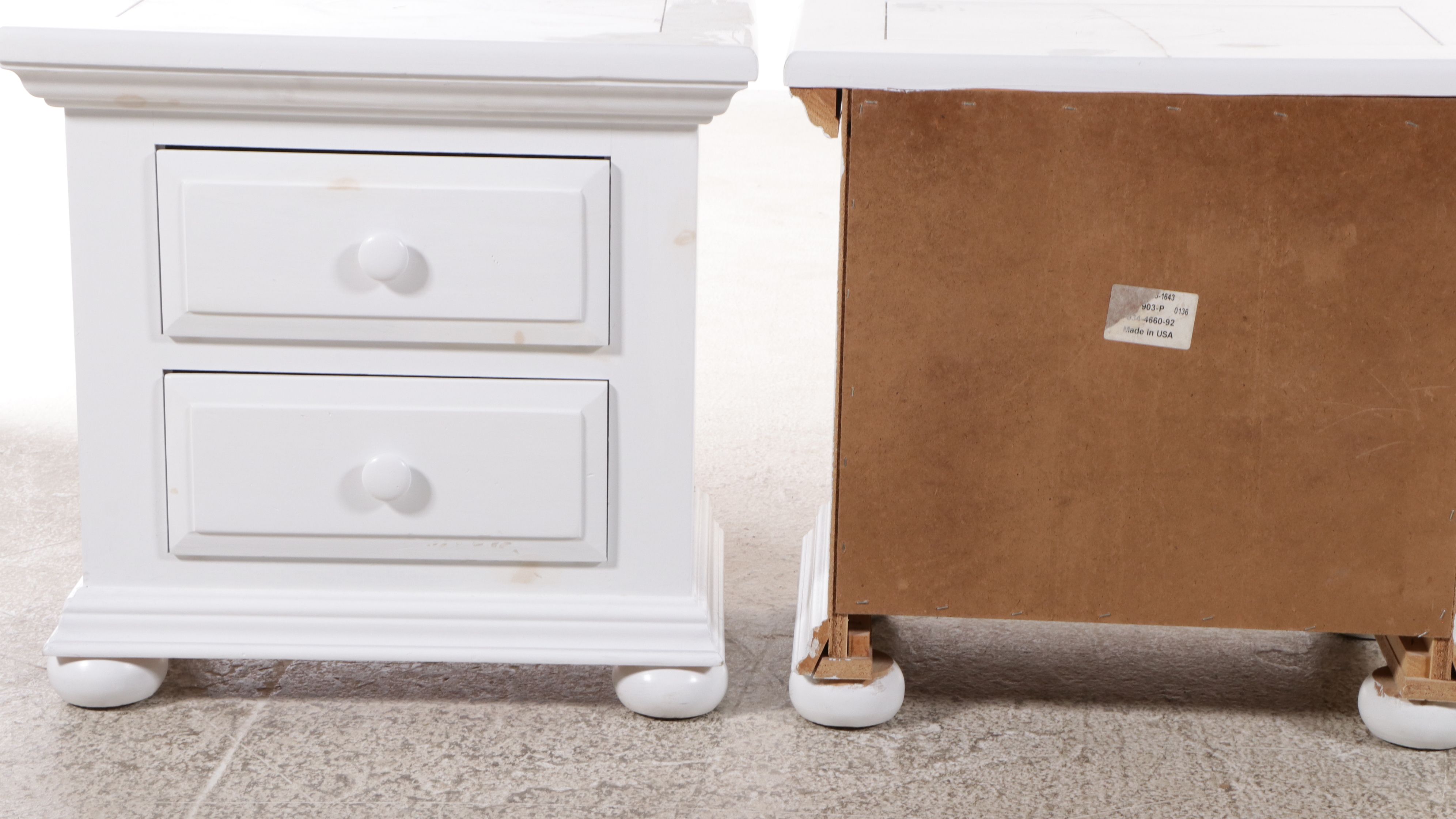 Contemporary White Queen Size Bed Frame with Coordinating Nightstands