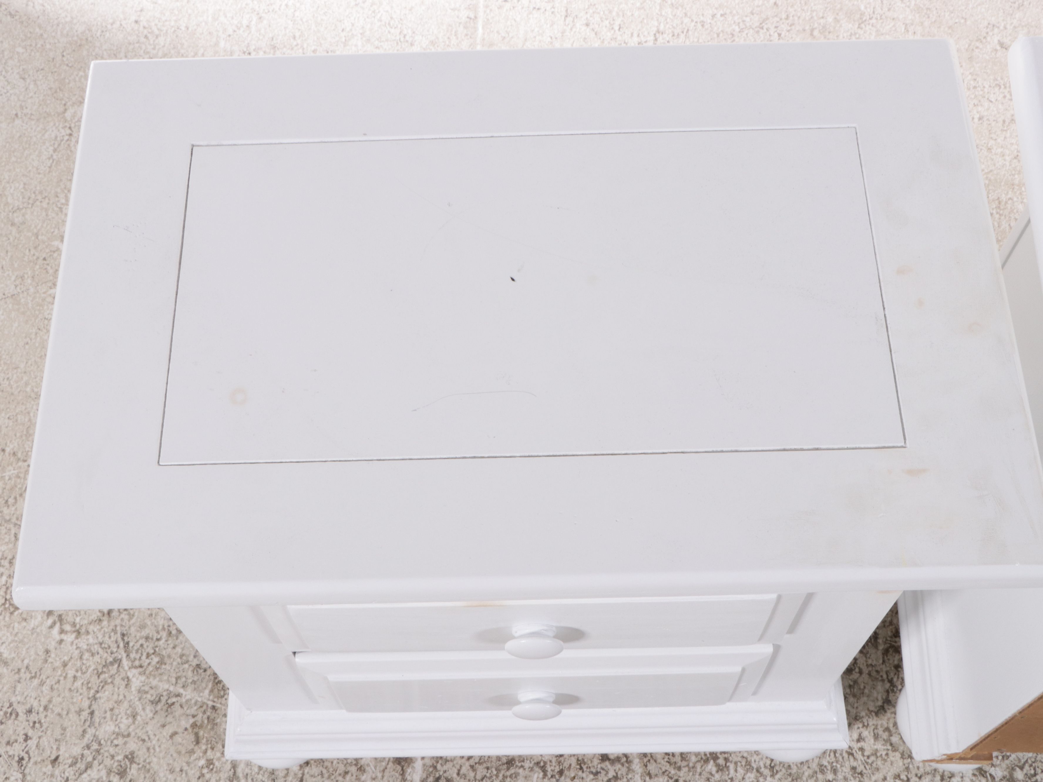 Contemporary White Queen Size Bed Frame with Coordinating Nightstands