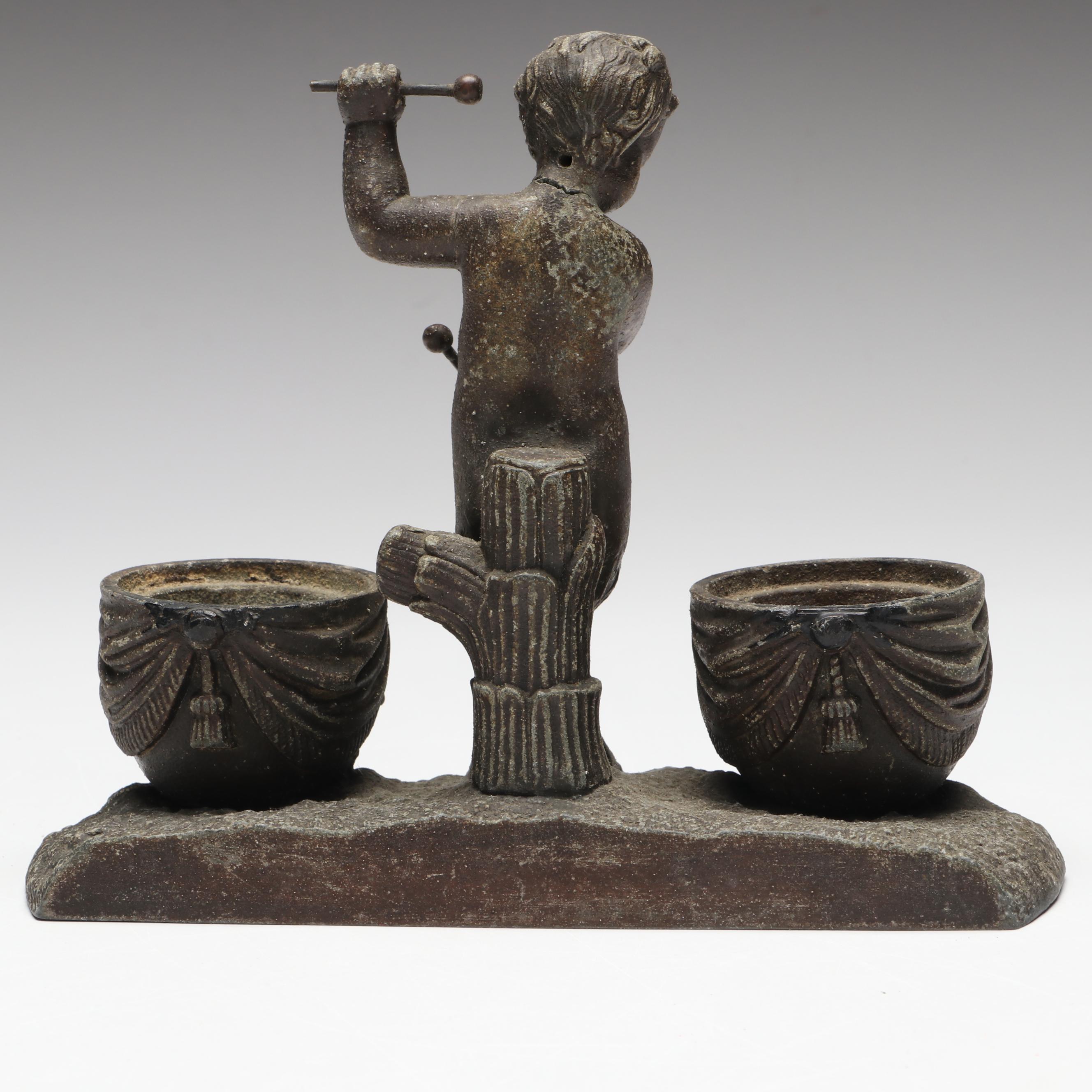 Satyr Drummer Metal Inkwell Stand