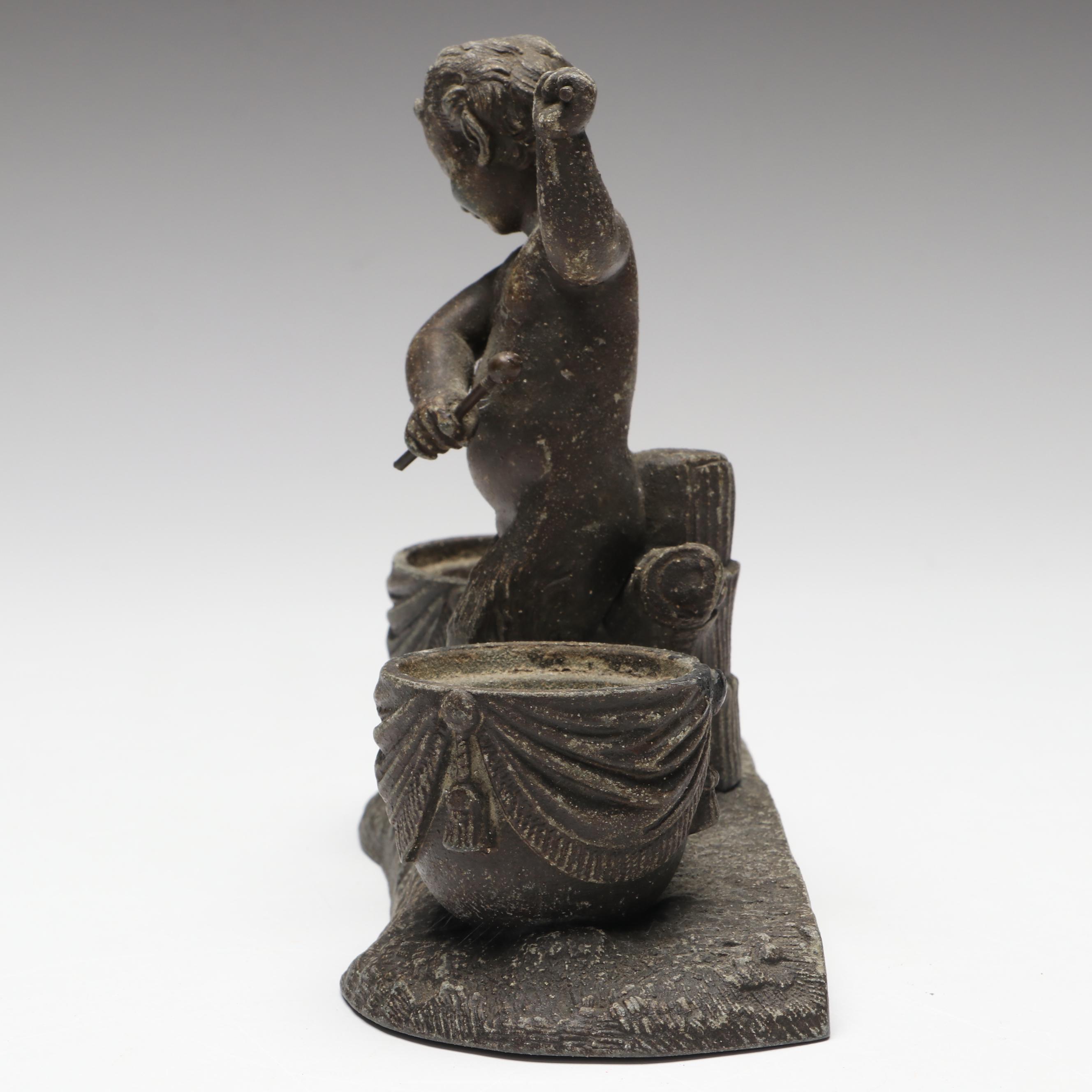 Satyr Drummer Metal Inkwell Stand