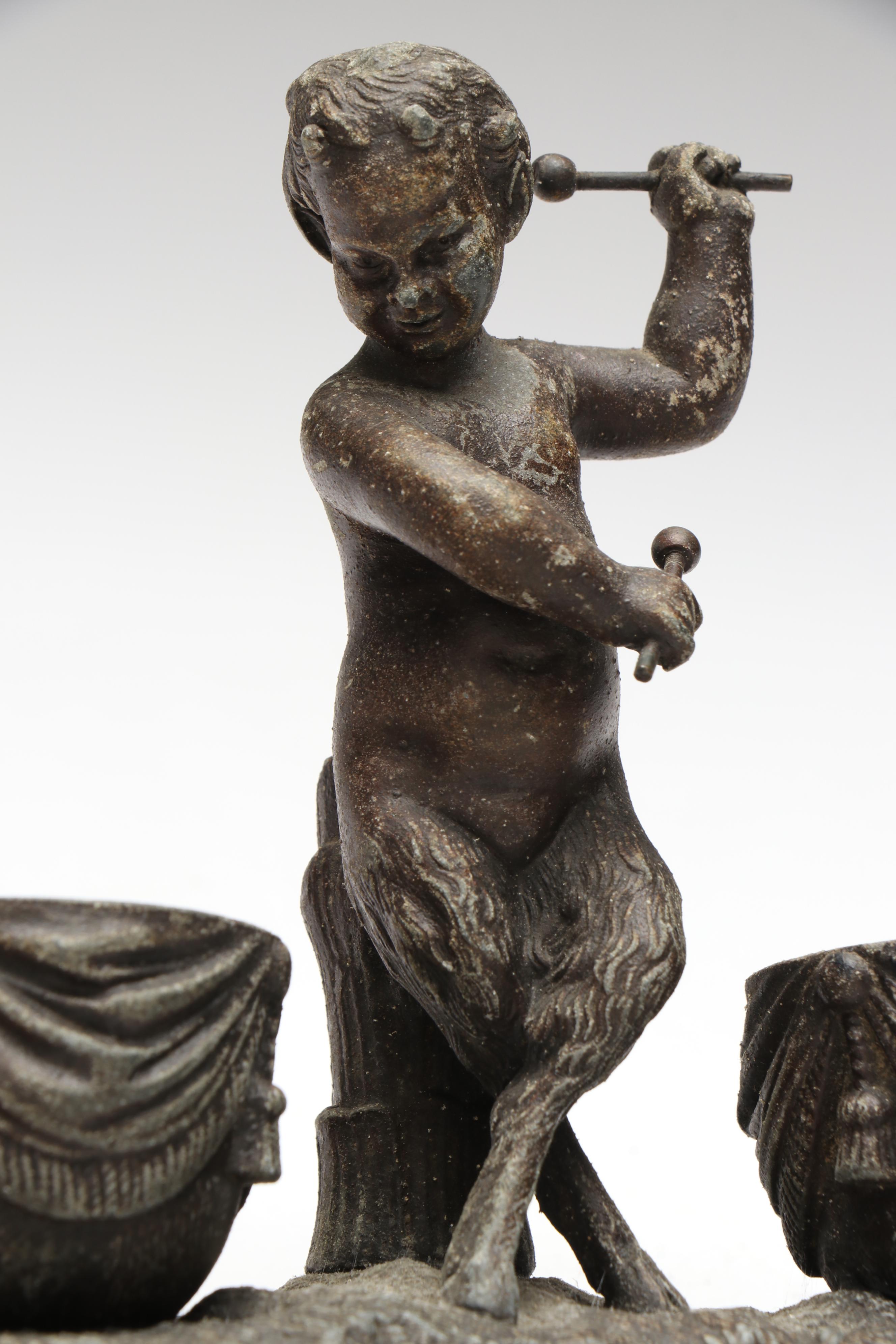 Satyr Drummer Metal Inkwell Stand