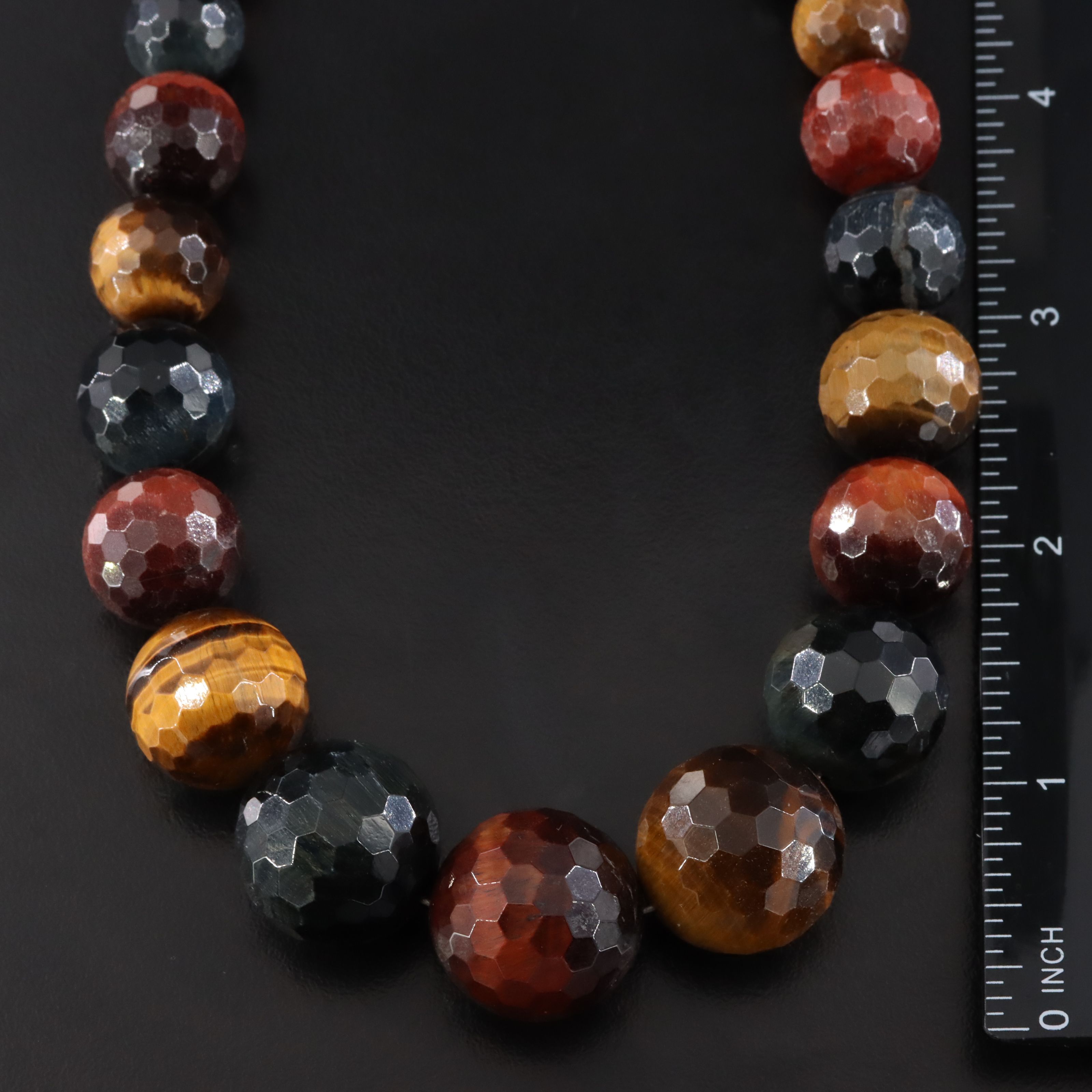 Graduated Tiger's Eye Necklace with Sterling Clasp