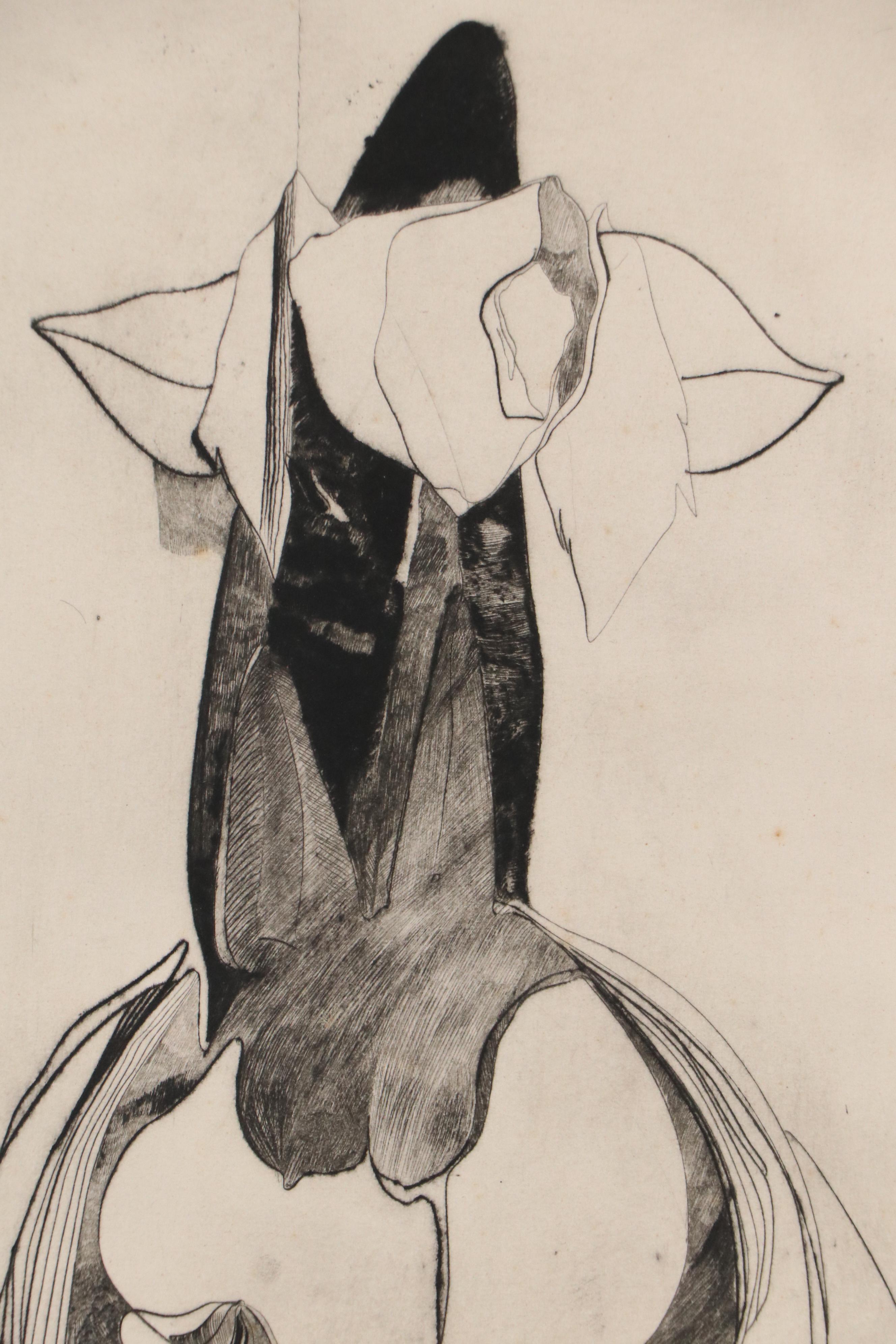 Abstract Etching "Je T'Haime," 20th Century