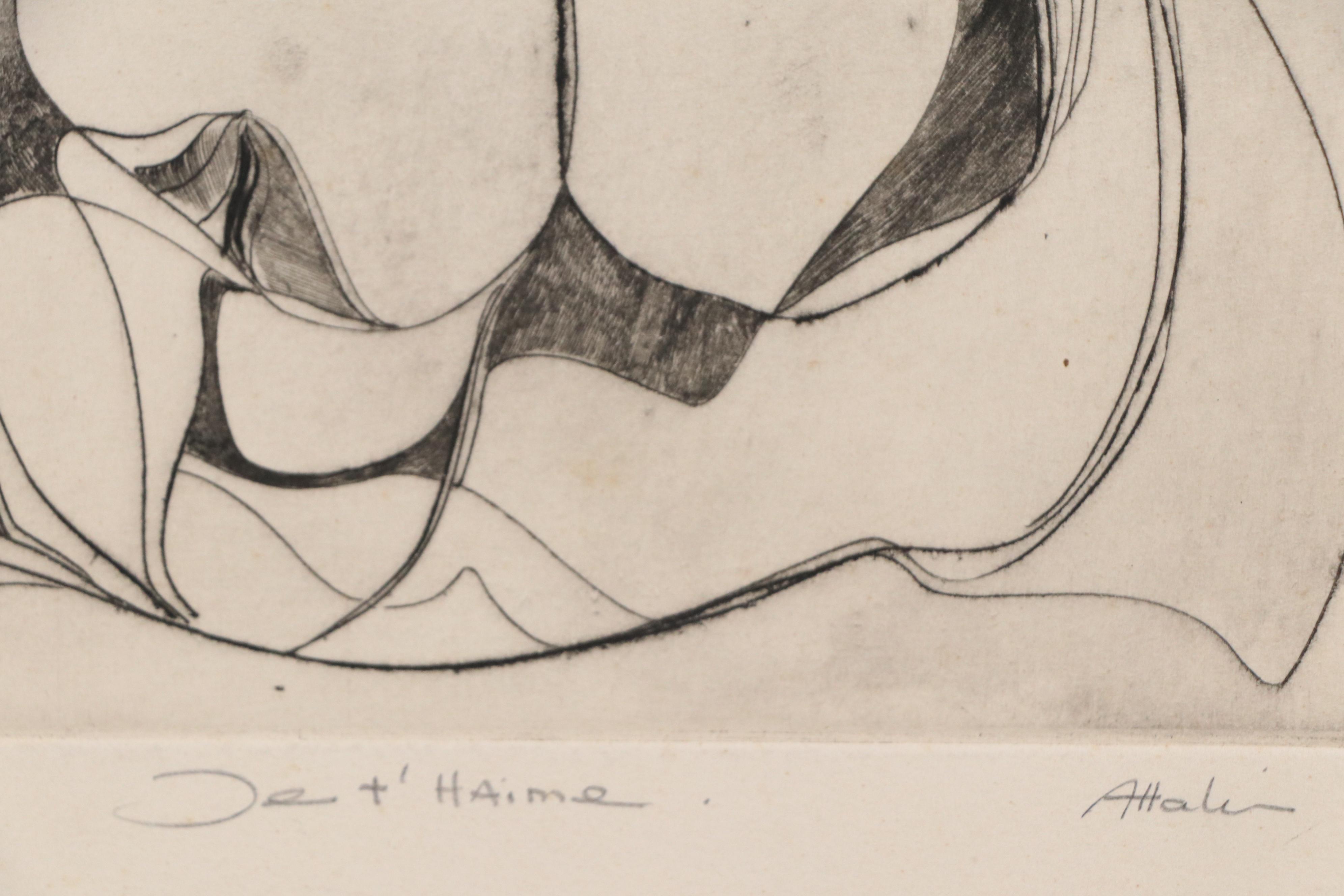 Abstract Etching "Je T'Haime," 20th Century