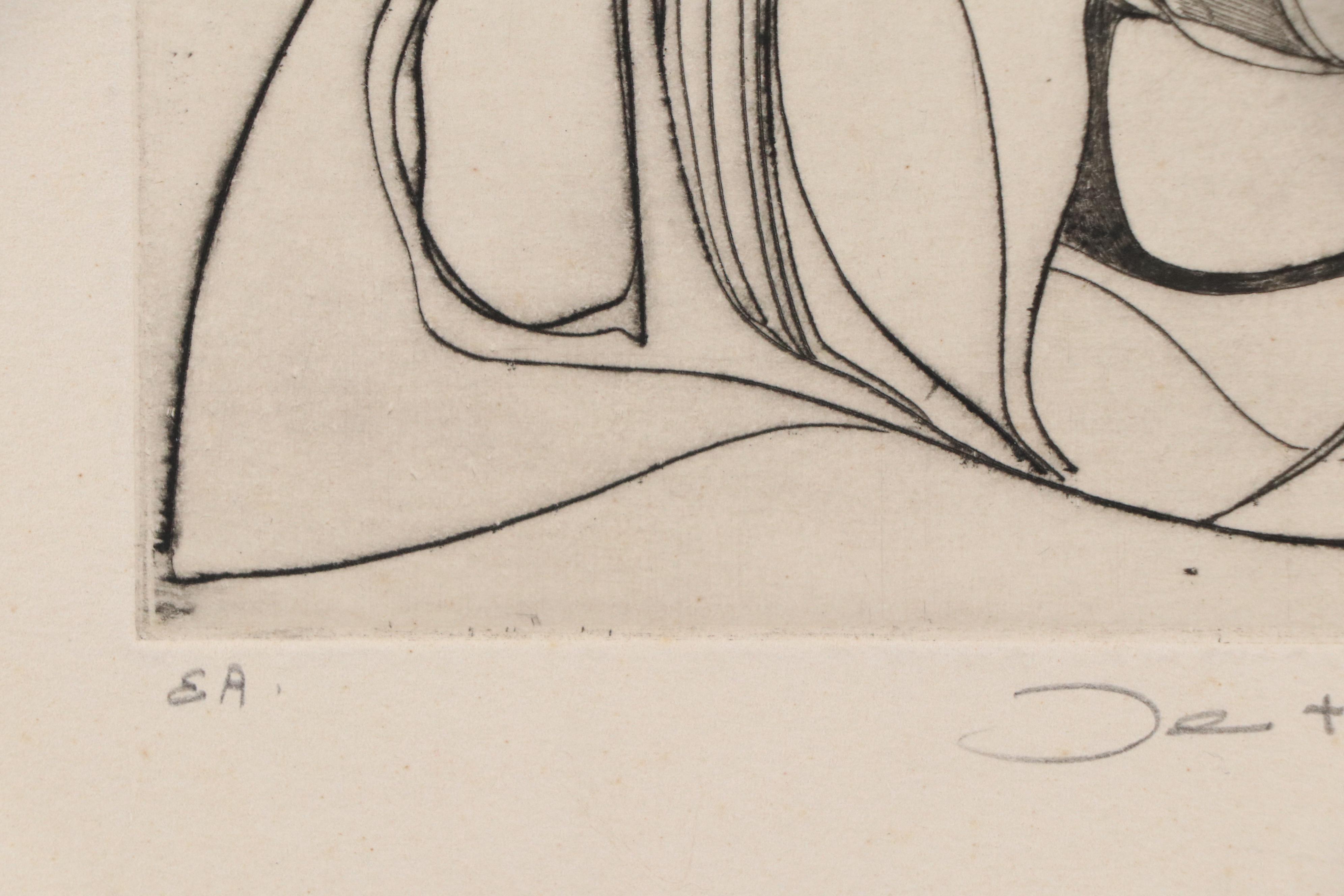 Abstract Etching "Je T'Haime," 20th Century