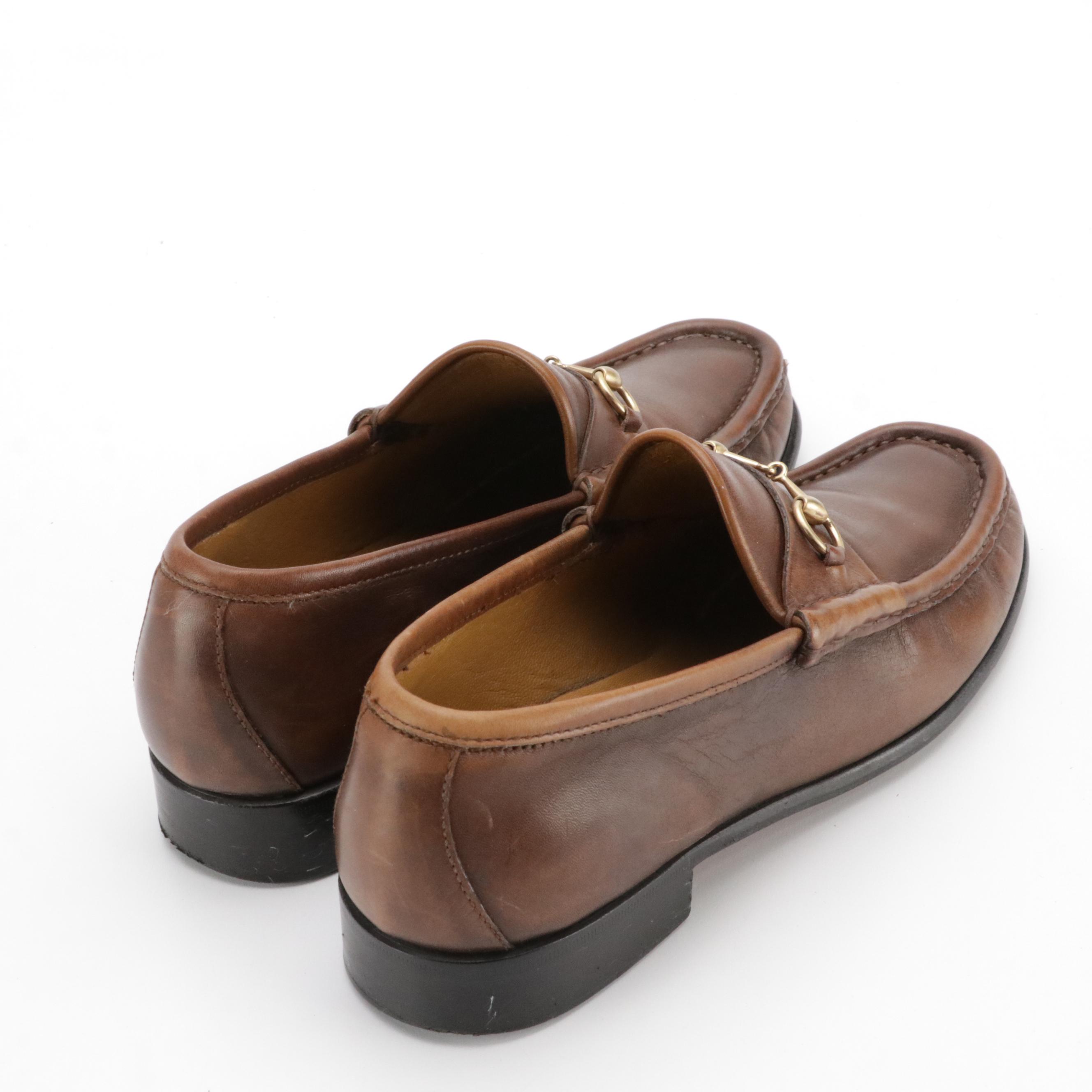 Gucci Brown Calfskin Leather Horsebit Loafers