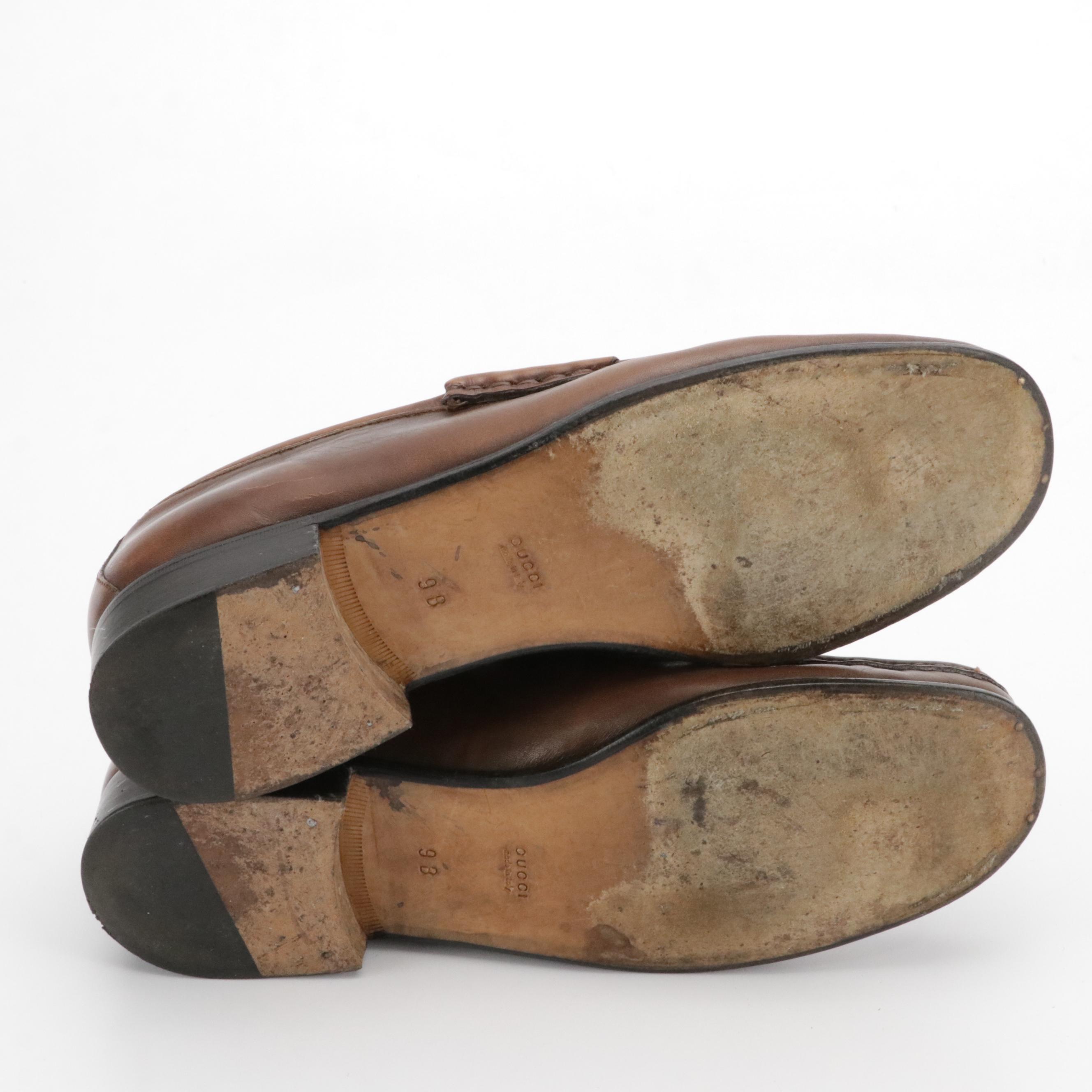 Gucci Brown Calfskin Leather Horsebit Loafers